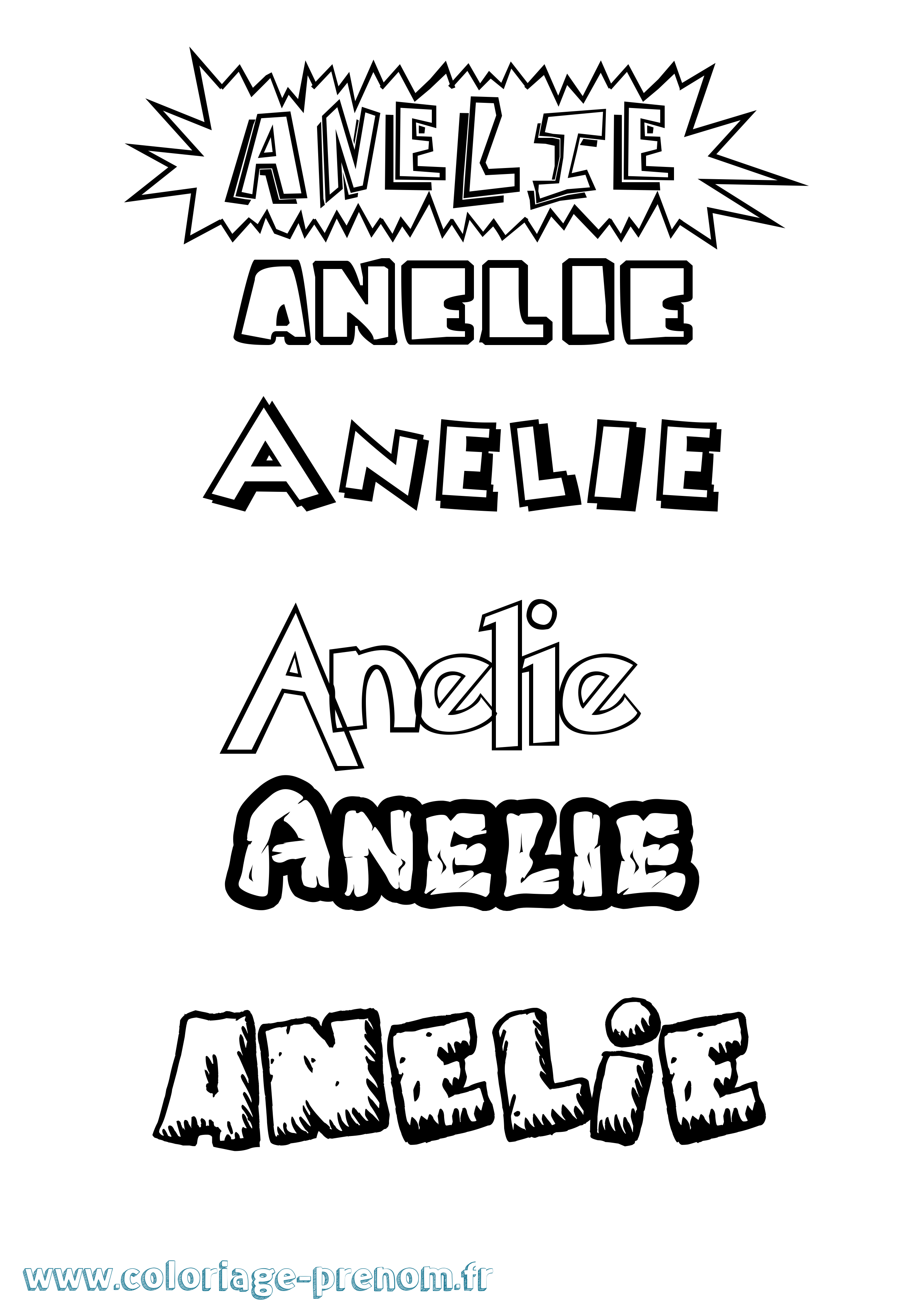 Coloriage prénom Anelie Dessin Animé