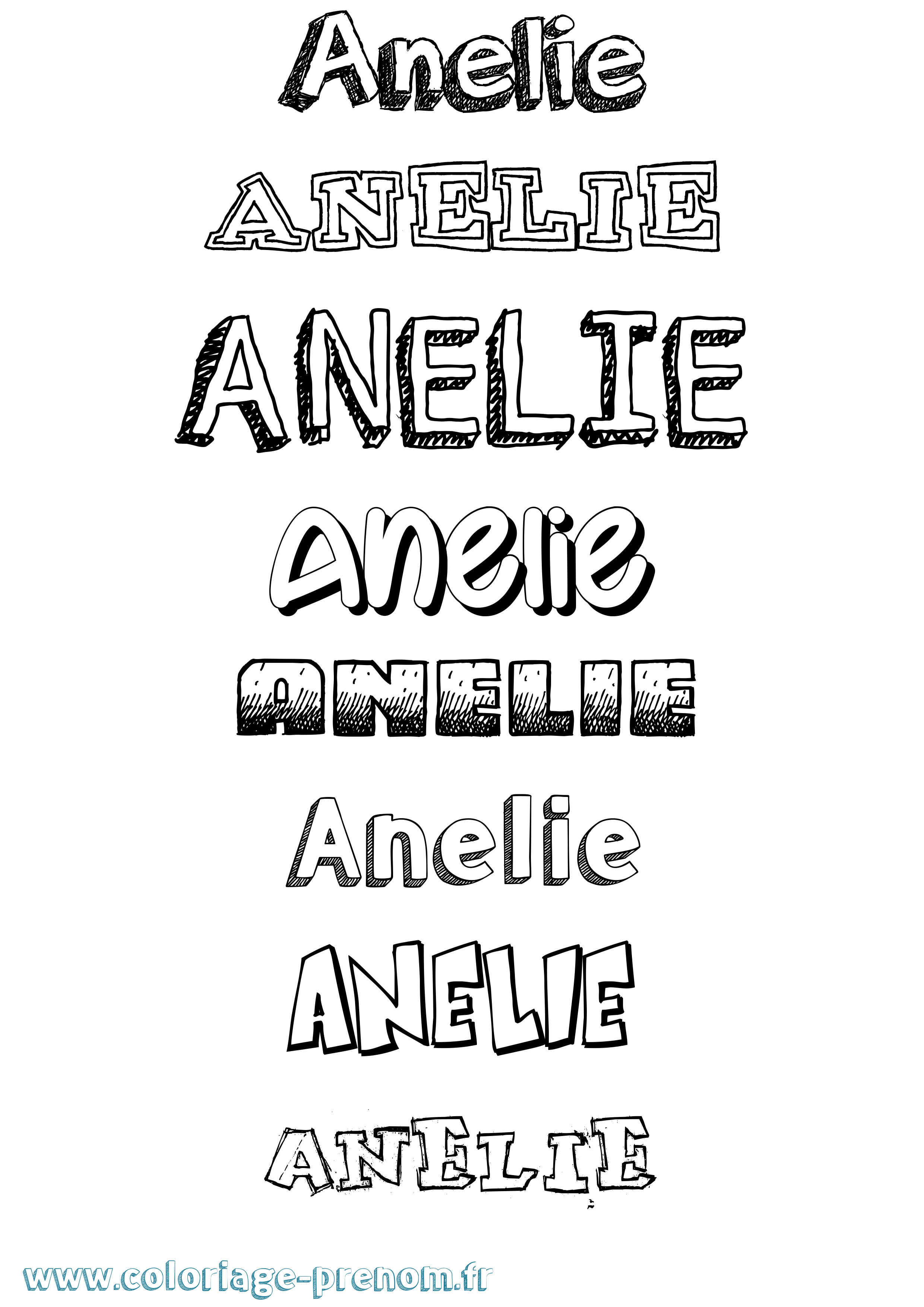 Coloriage prénom Anelie Dessiné
