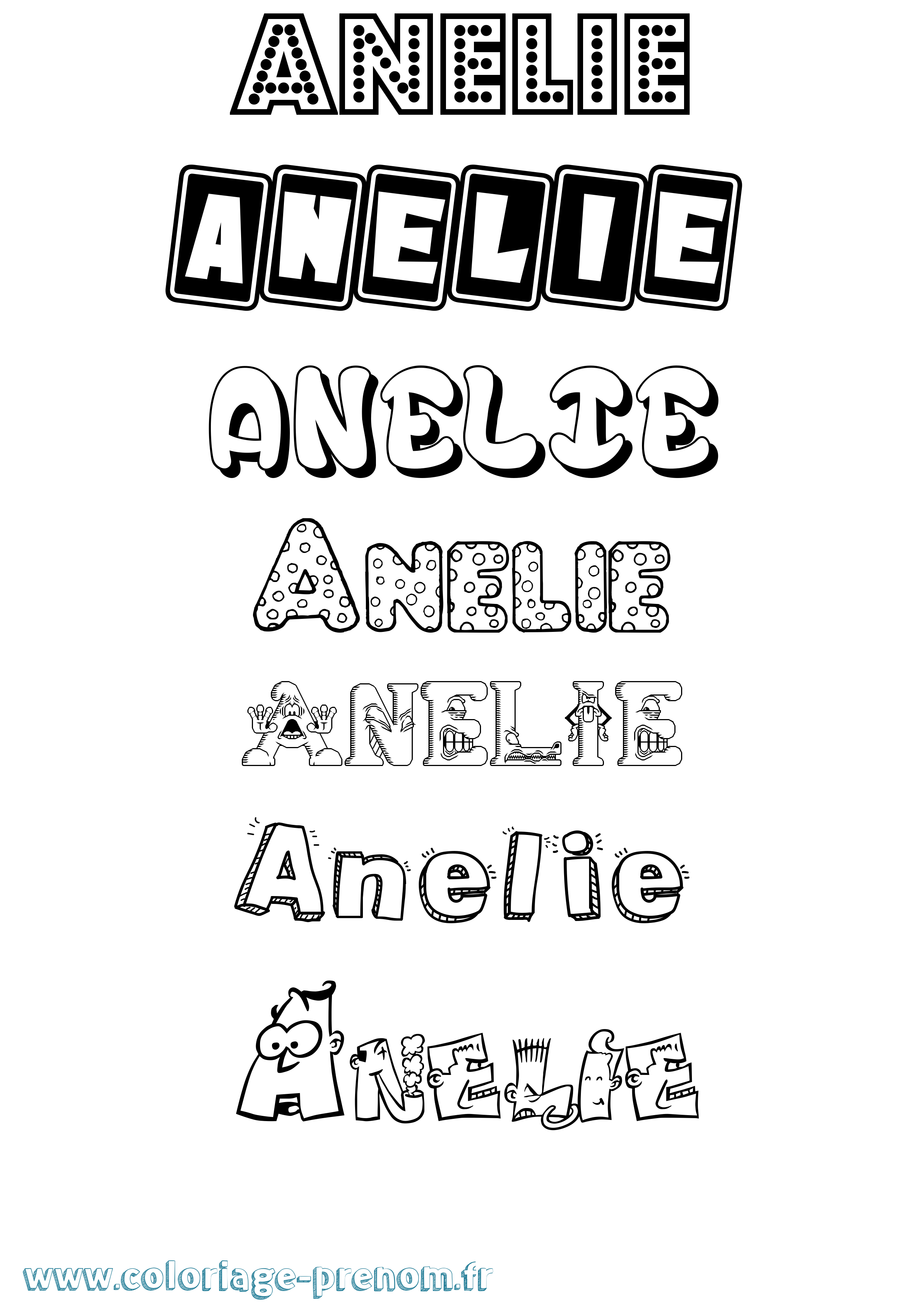 Coloriage Anelie Fun Coloriage prénom Anelie Fun