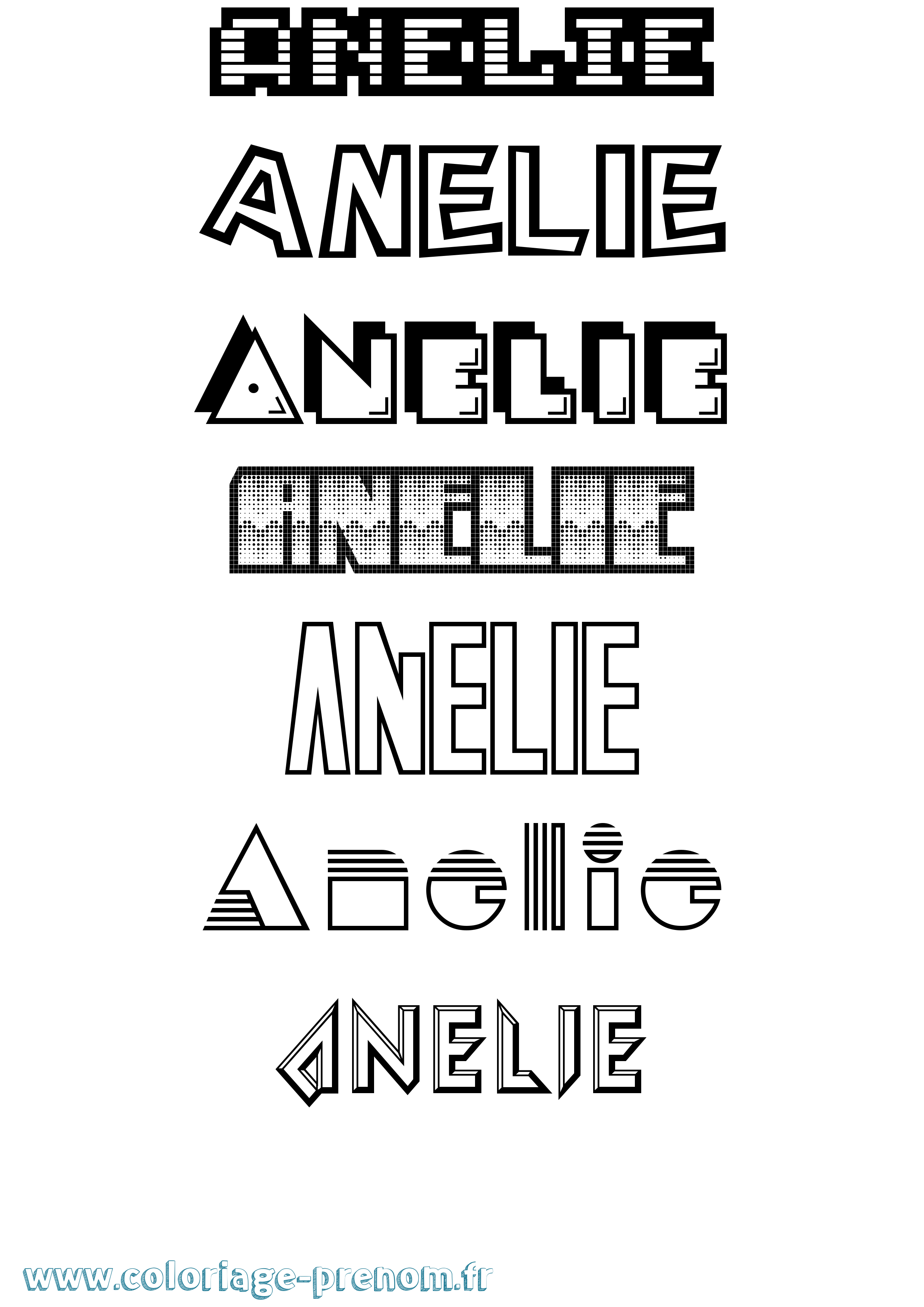 Coloriage prénom Anelie Jeux Vidéos