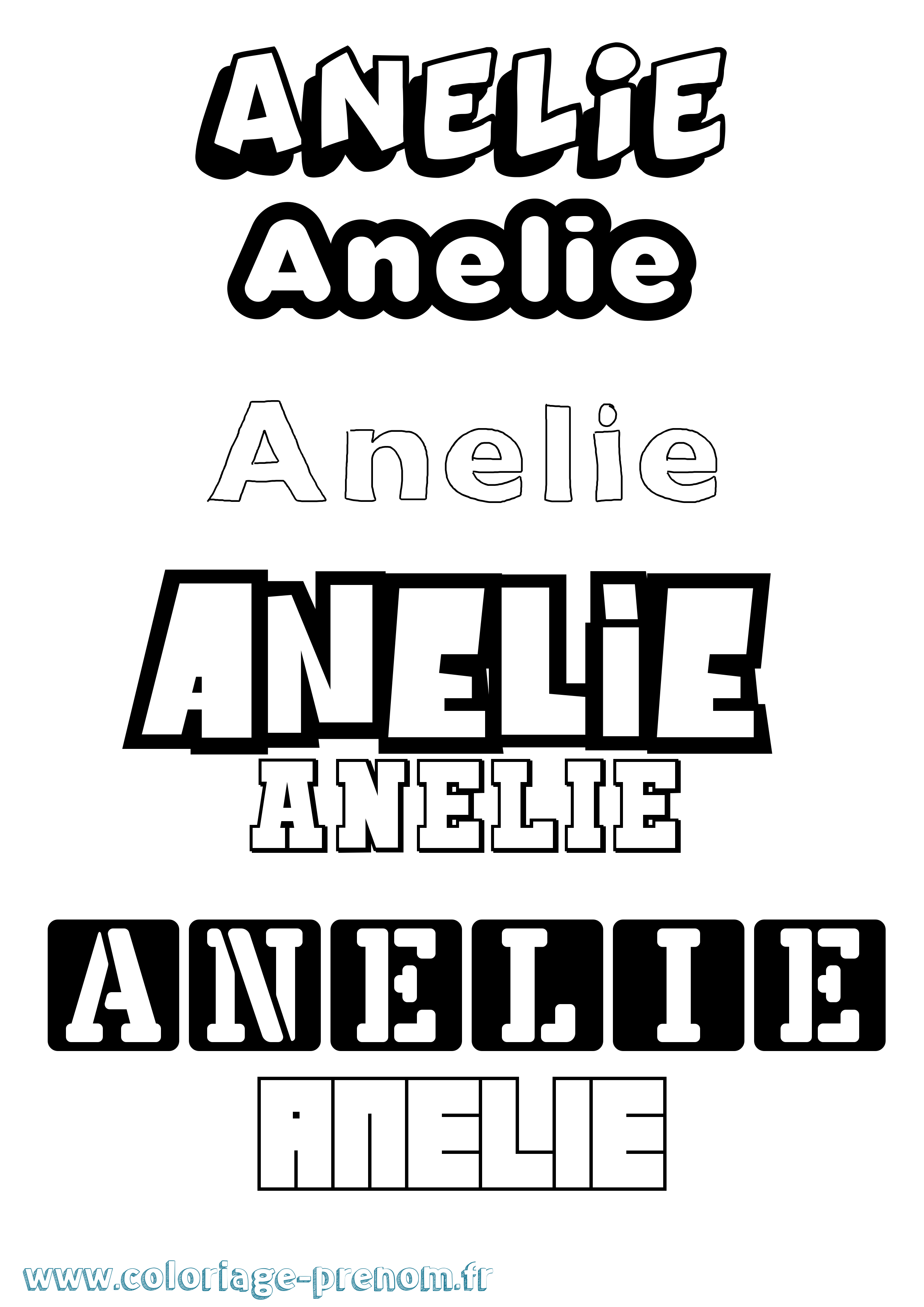 Coloriage prénom Anelie Simple