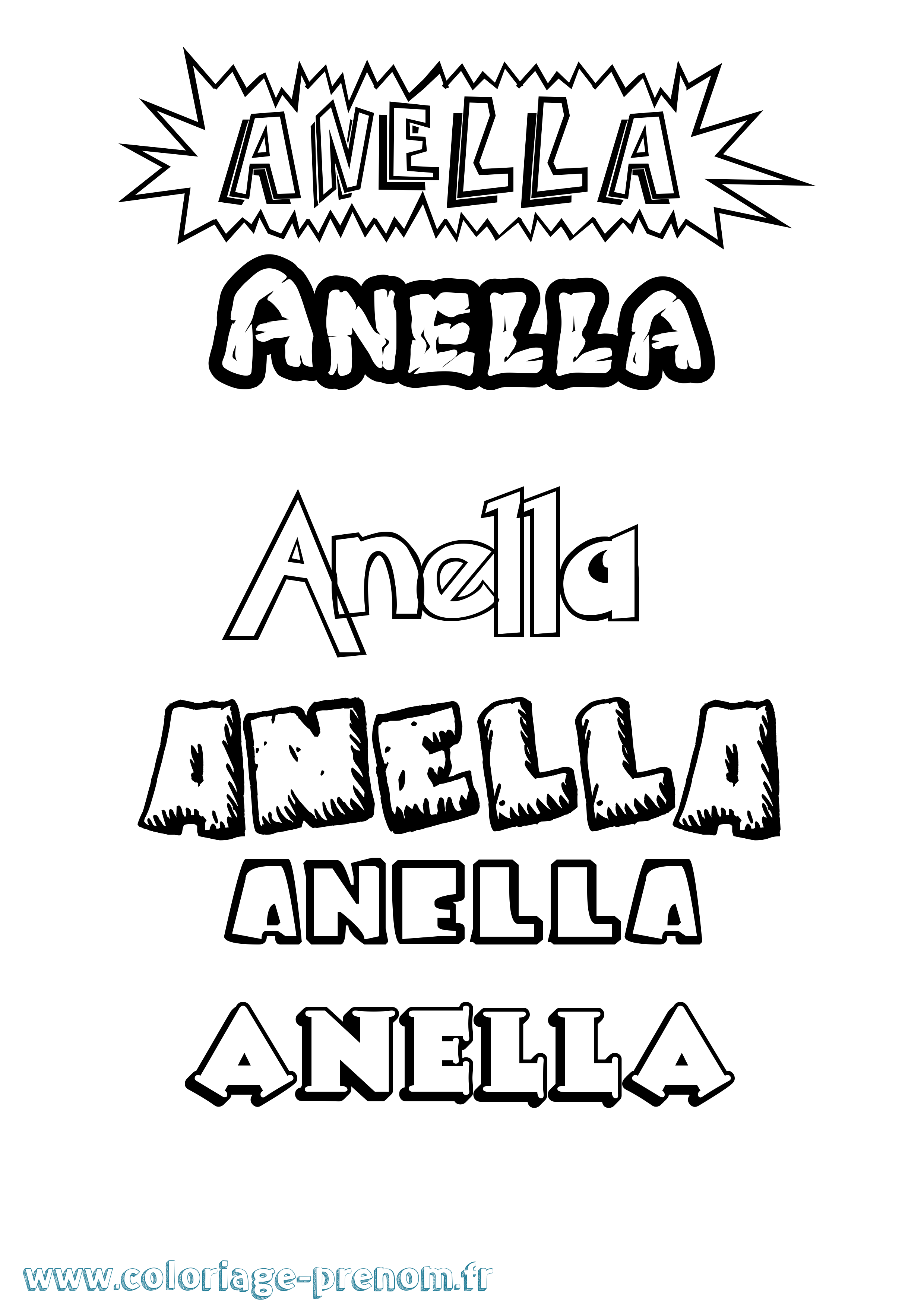 Coloriage prénom Anella Dessin Animé