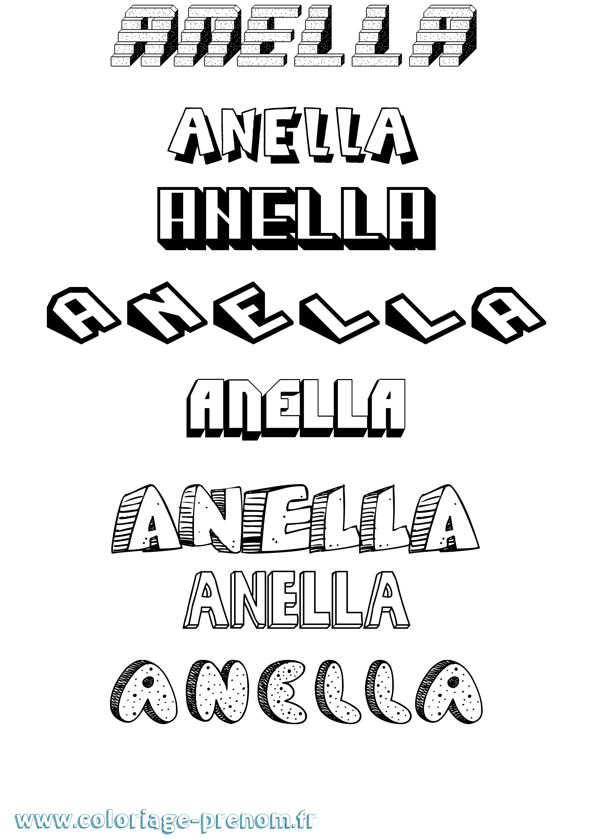 Coloriage prénom Anella Effet 3D