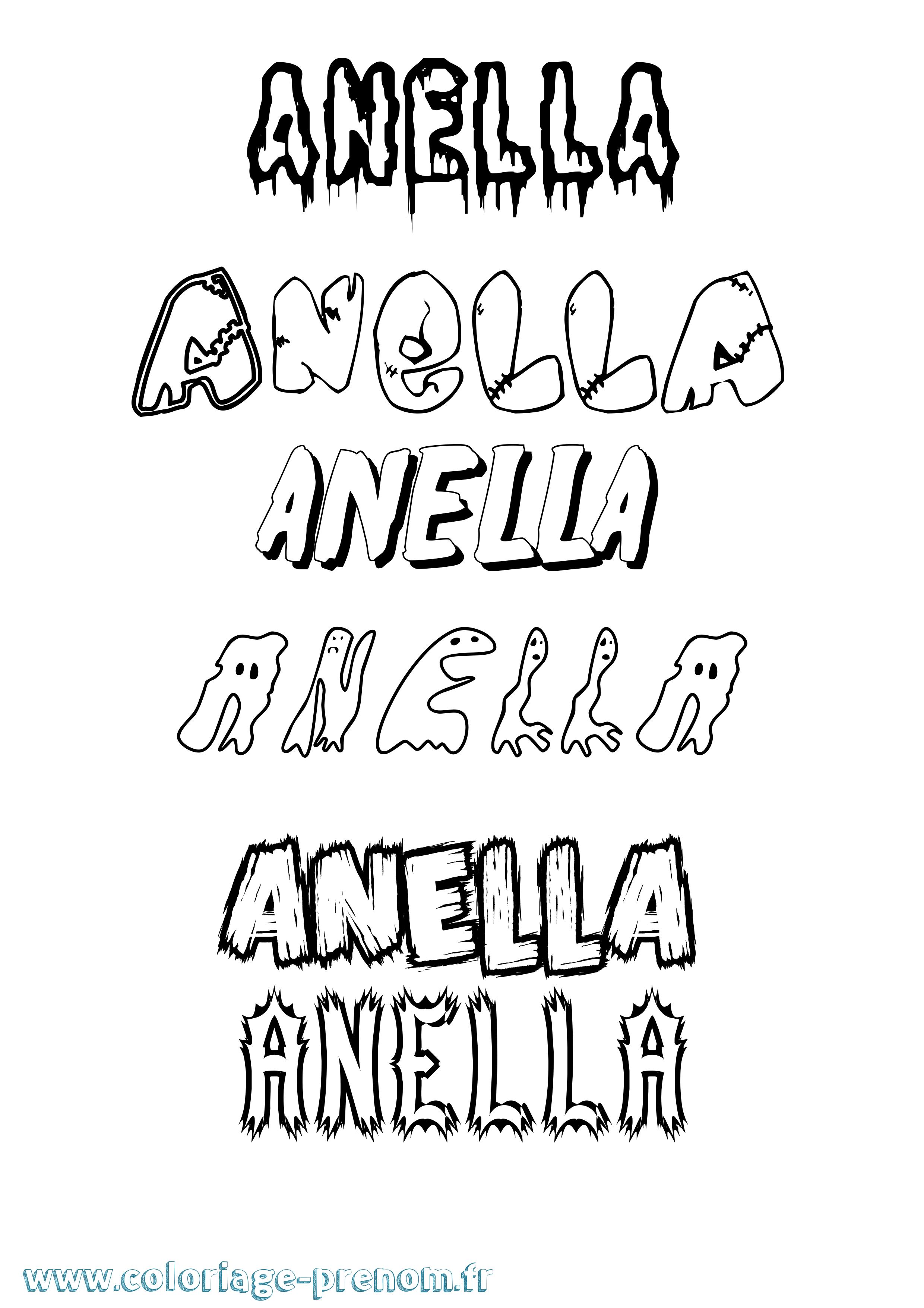 Coloriage prénom Anella Frisson