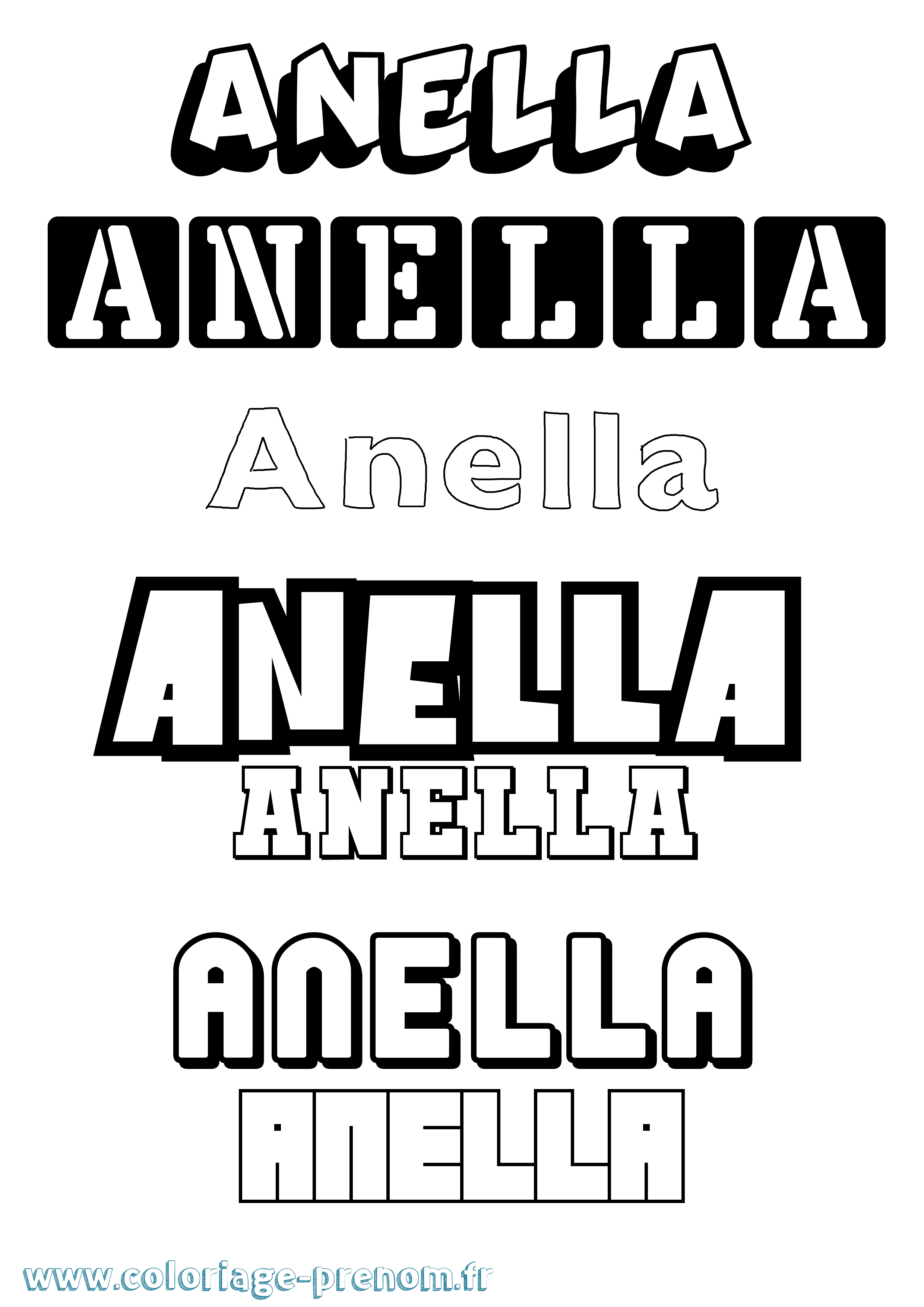 Coloriage prénom Anella Simple