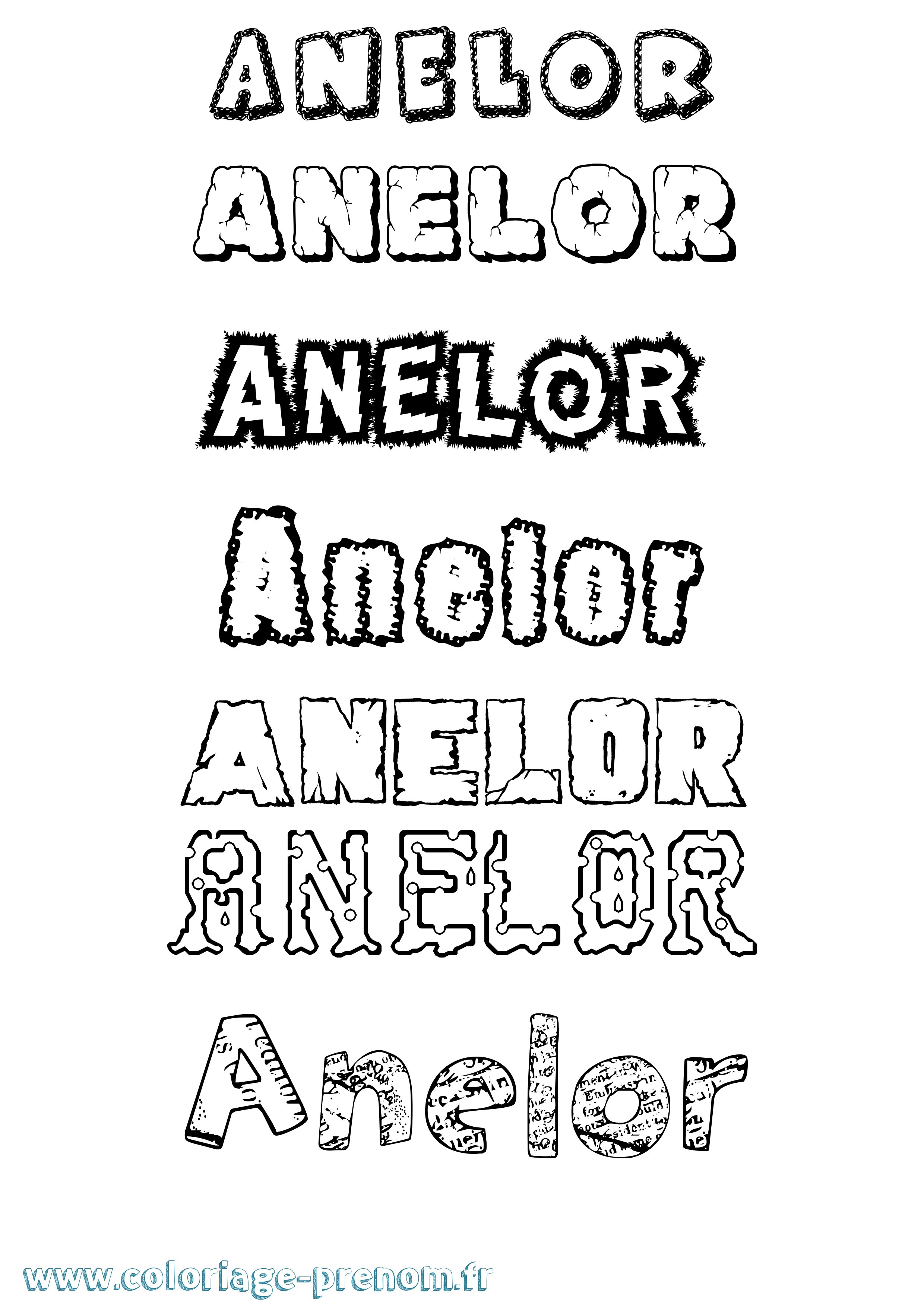 Coloriage prénom Anelor Destructuré