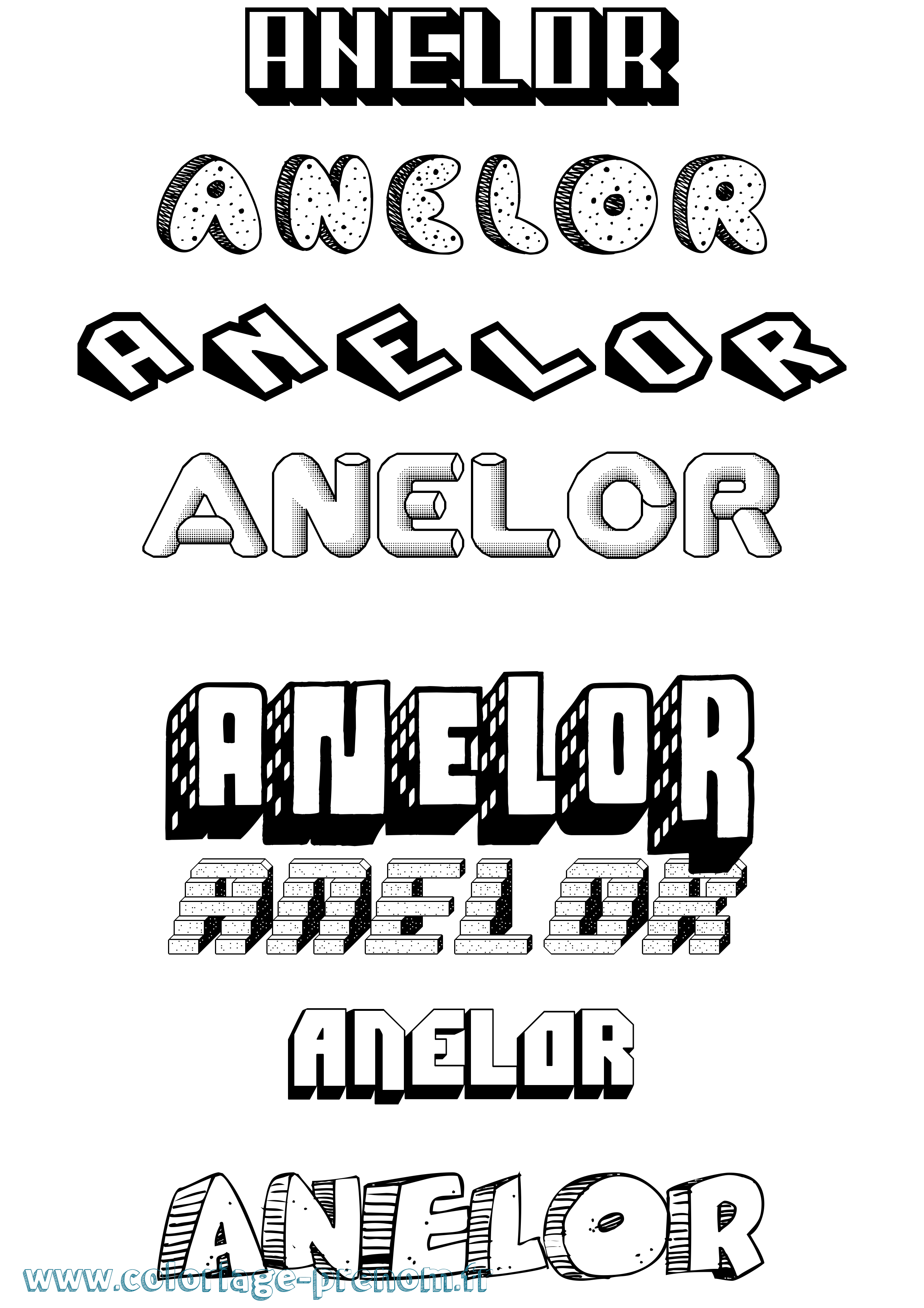 Coloriage prénom Anelor Effet 3D