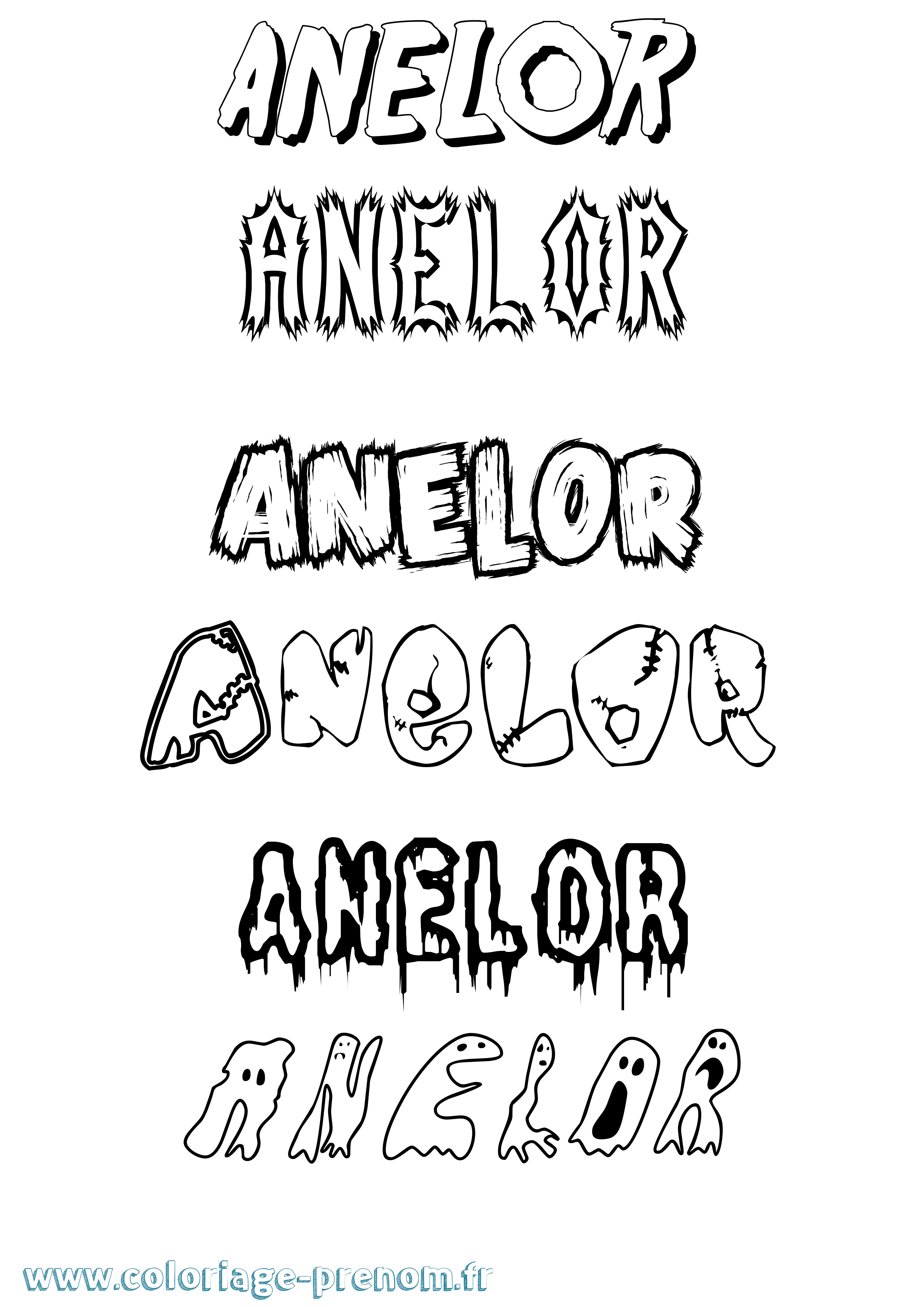 Coloriage prénom Anelor Frisson