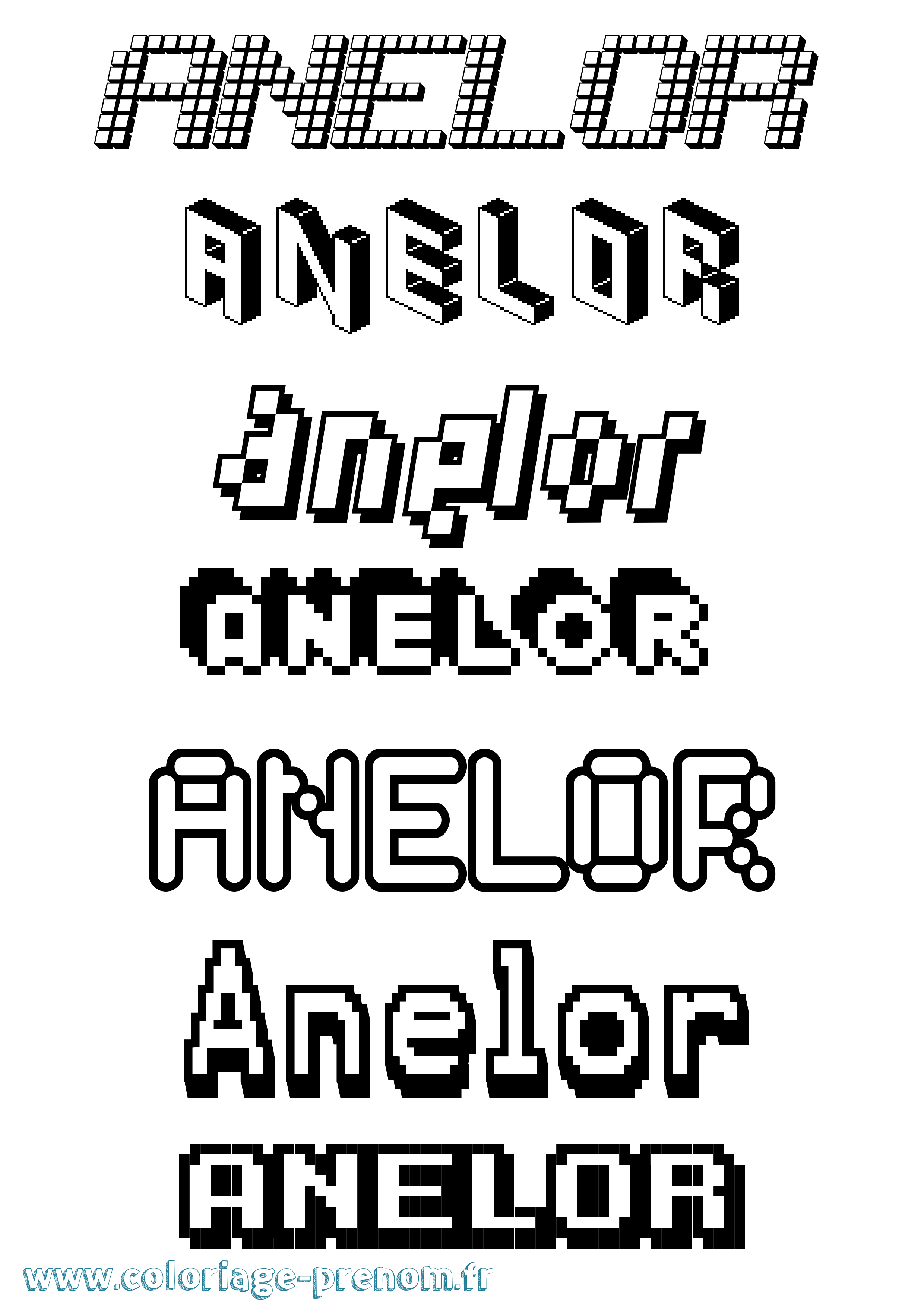 Coloriage prénom Anelor Pixel