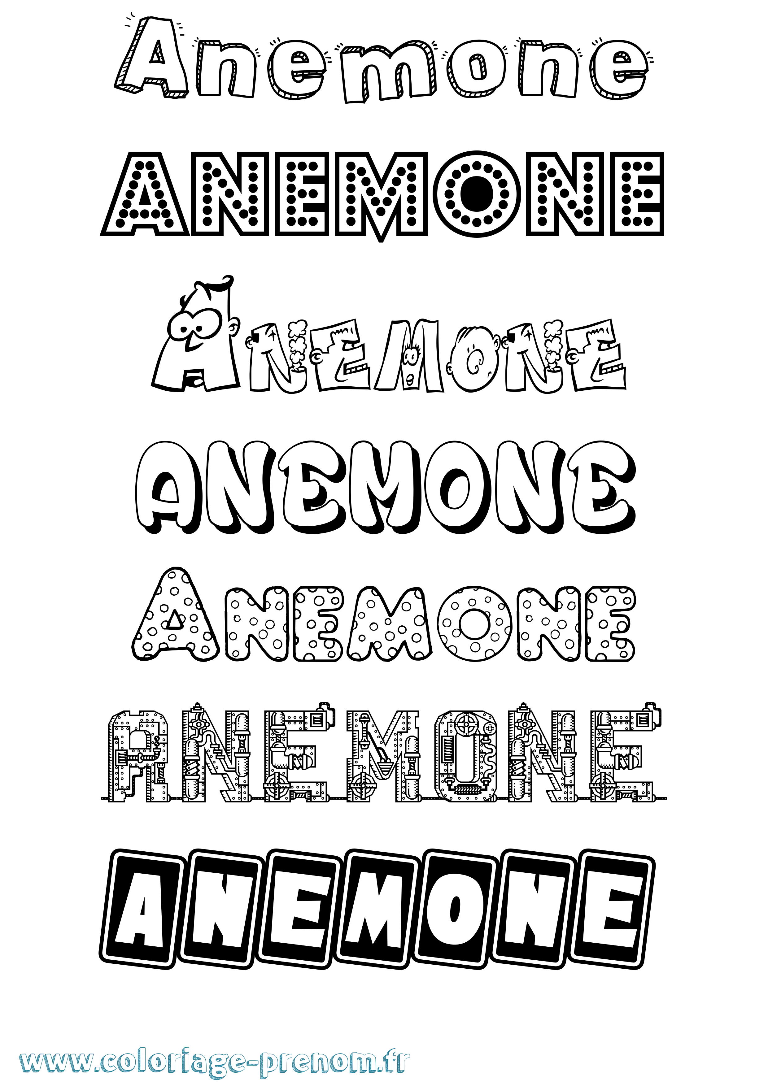 Coloriage prénom Anemone Fun