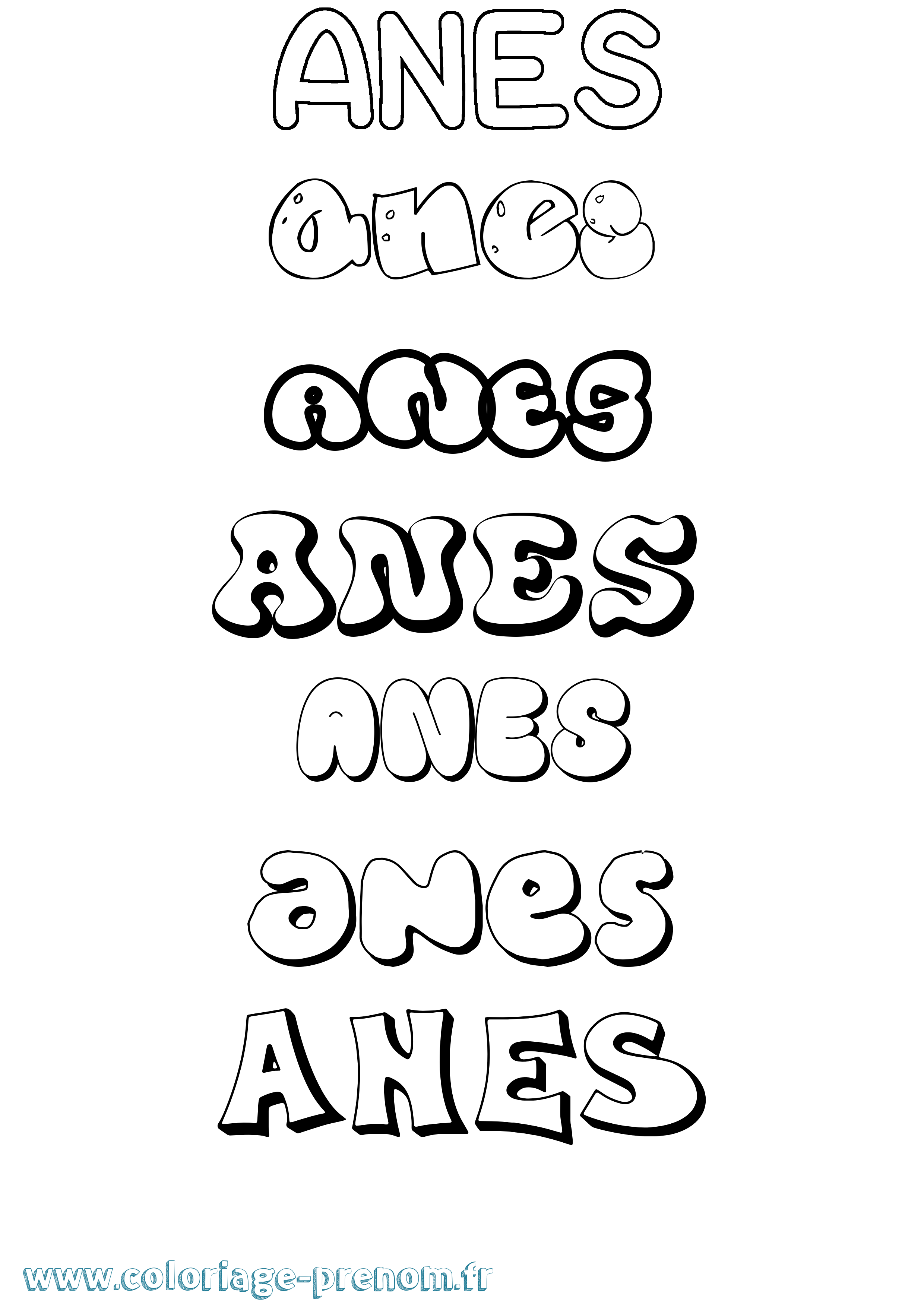 Coloriage Anes Bubble Coloriage prénom Anes Bubble