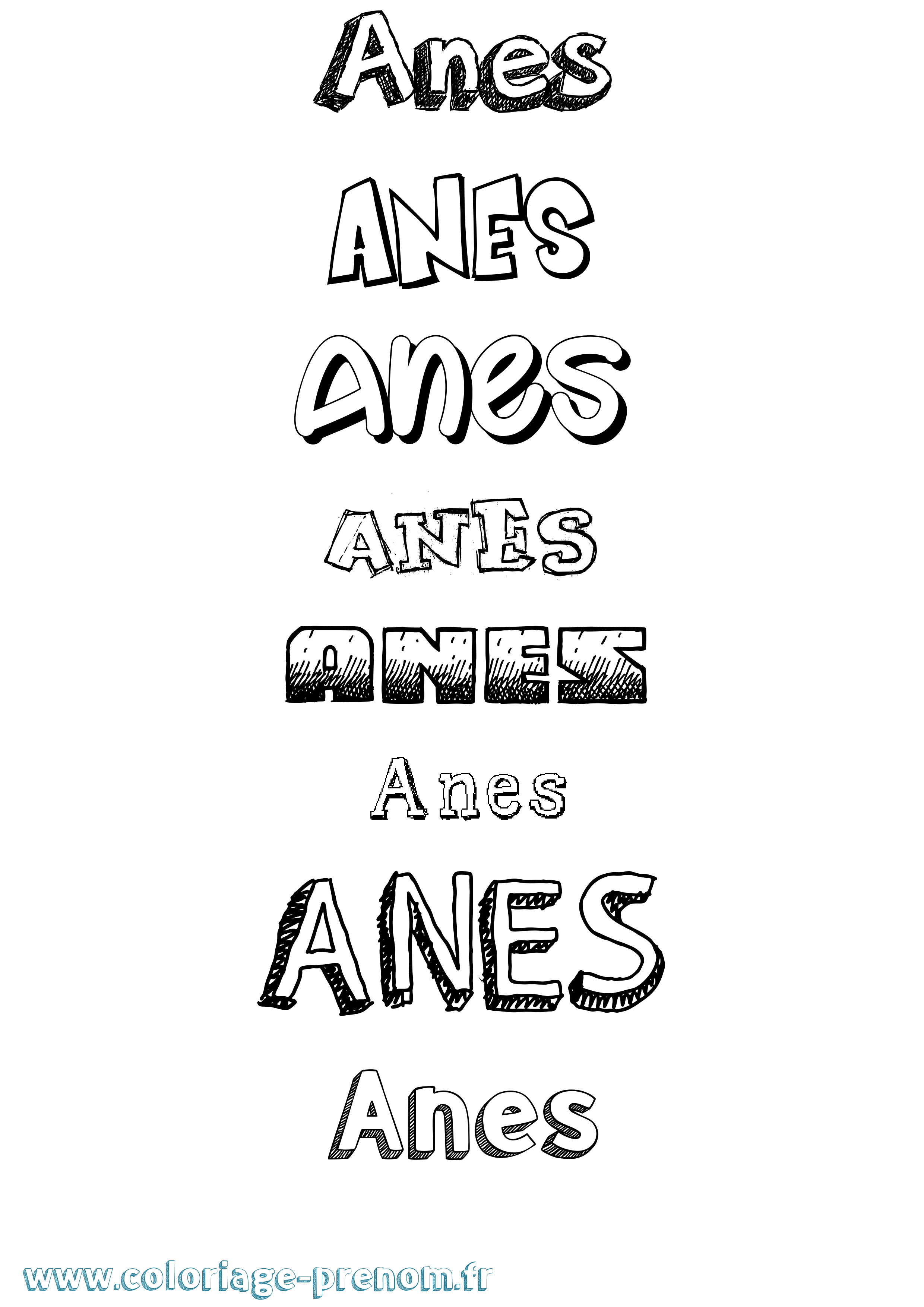 Coloriage Anes Dessiné Coloriage prénom Anes Dessiné