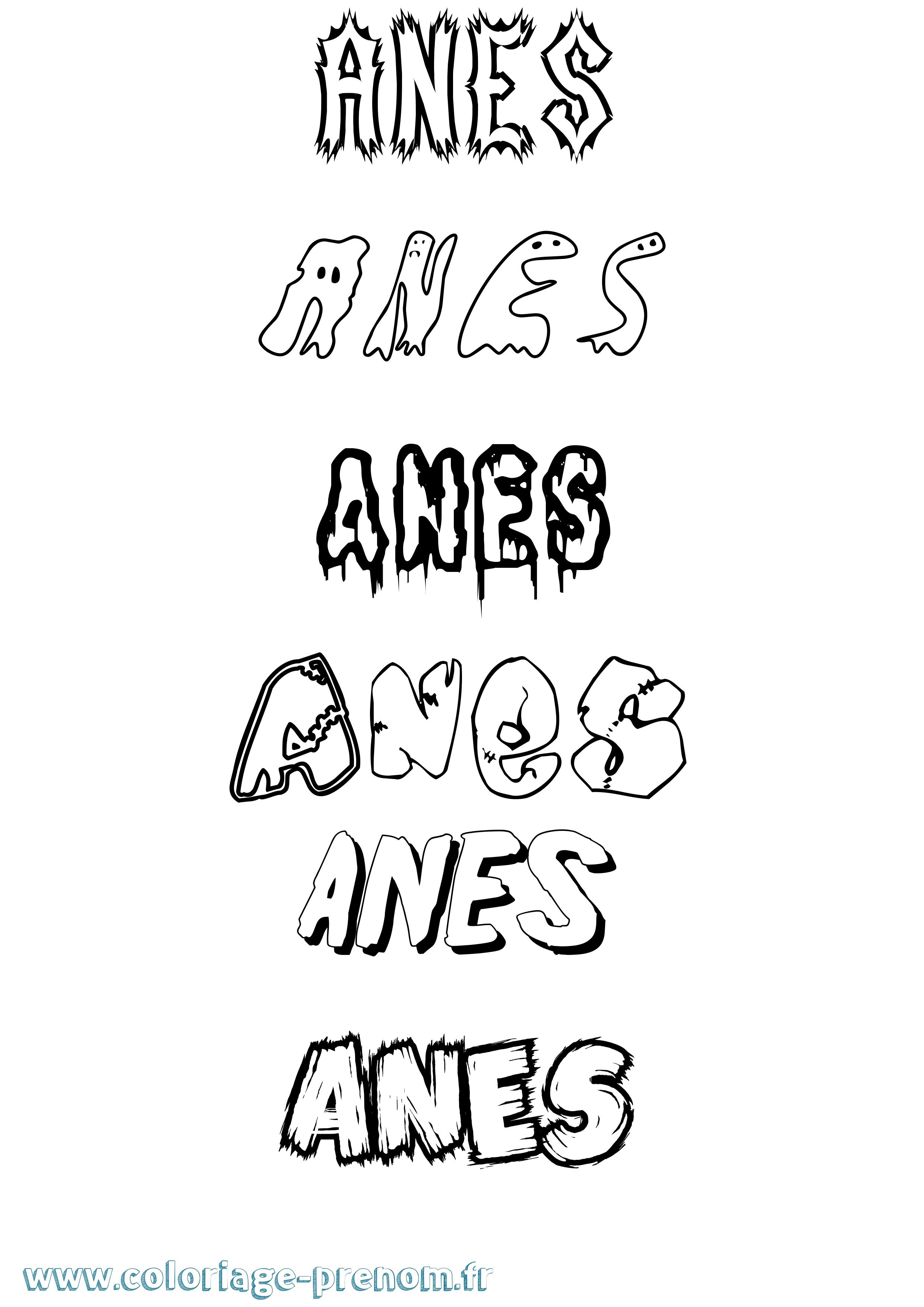 Coloriage Anes Frisson Coloriage prénom Anes Frisson