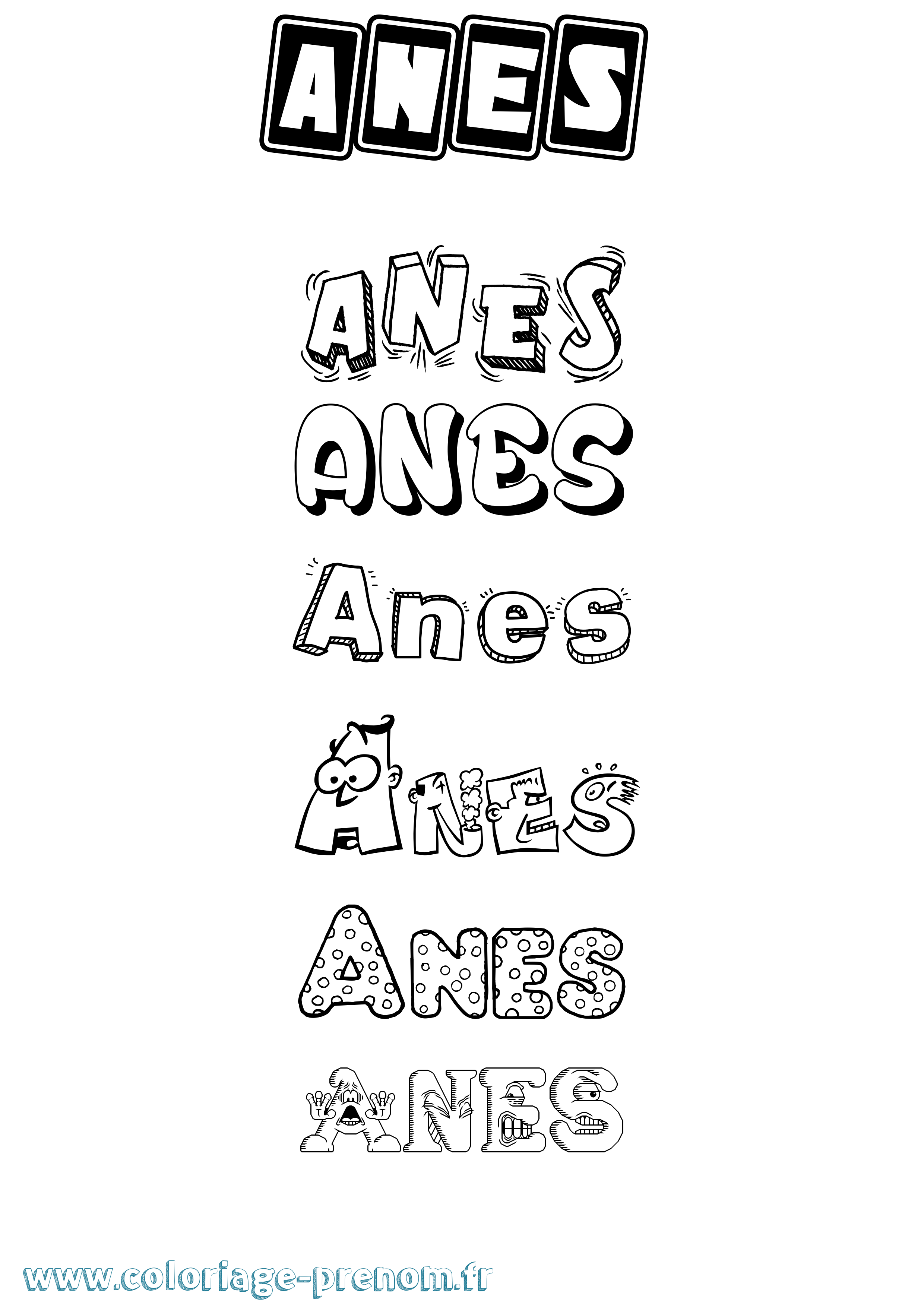 Coloriage Anes Fun Coloriage prénom Anes Fun