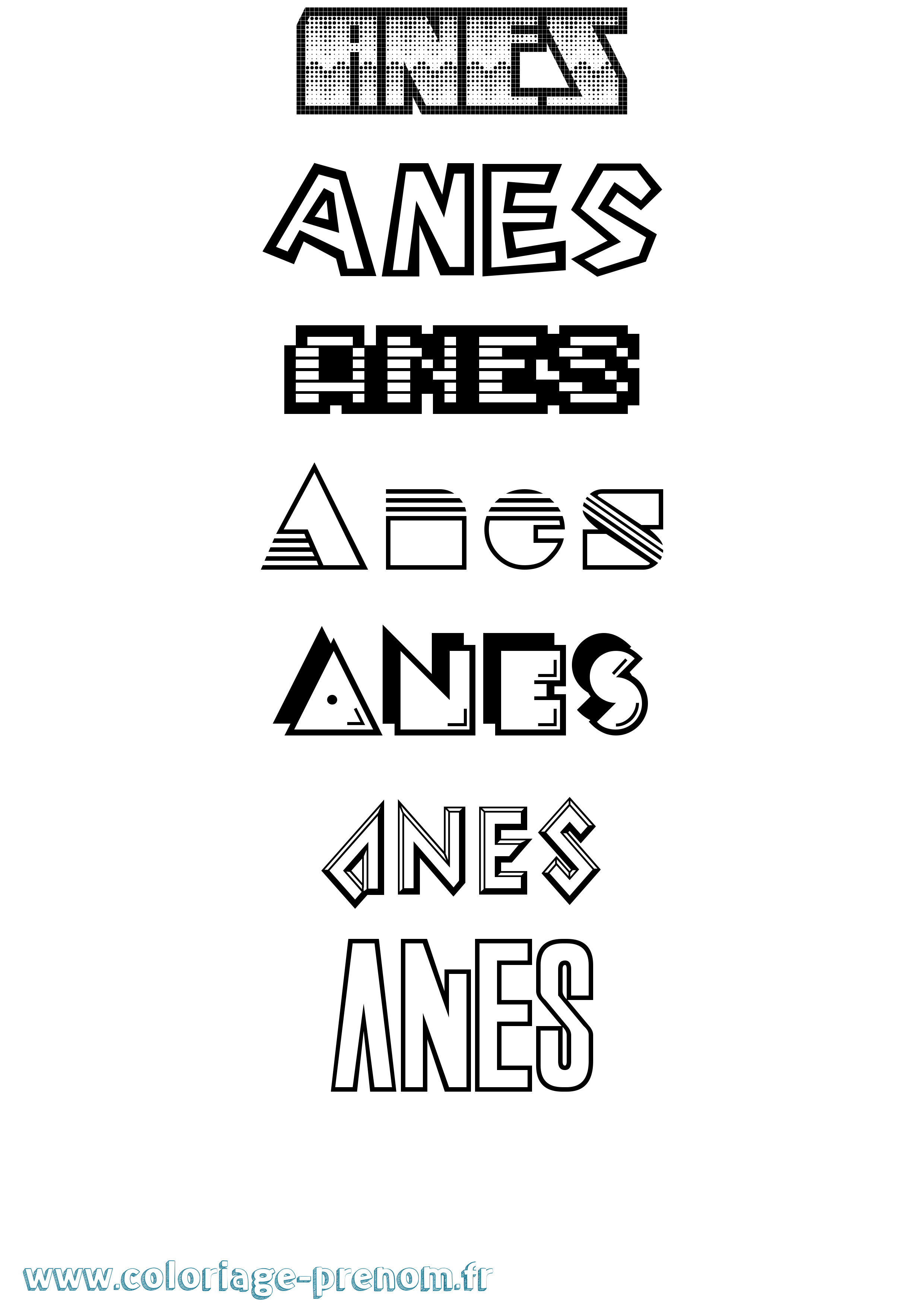 Coloriage Anes Jeux Vidéos Coloriage prénom Anes Jeux Vidéos