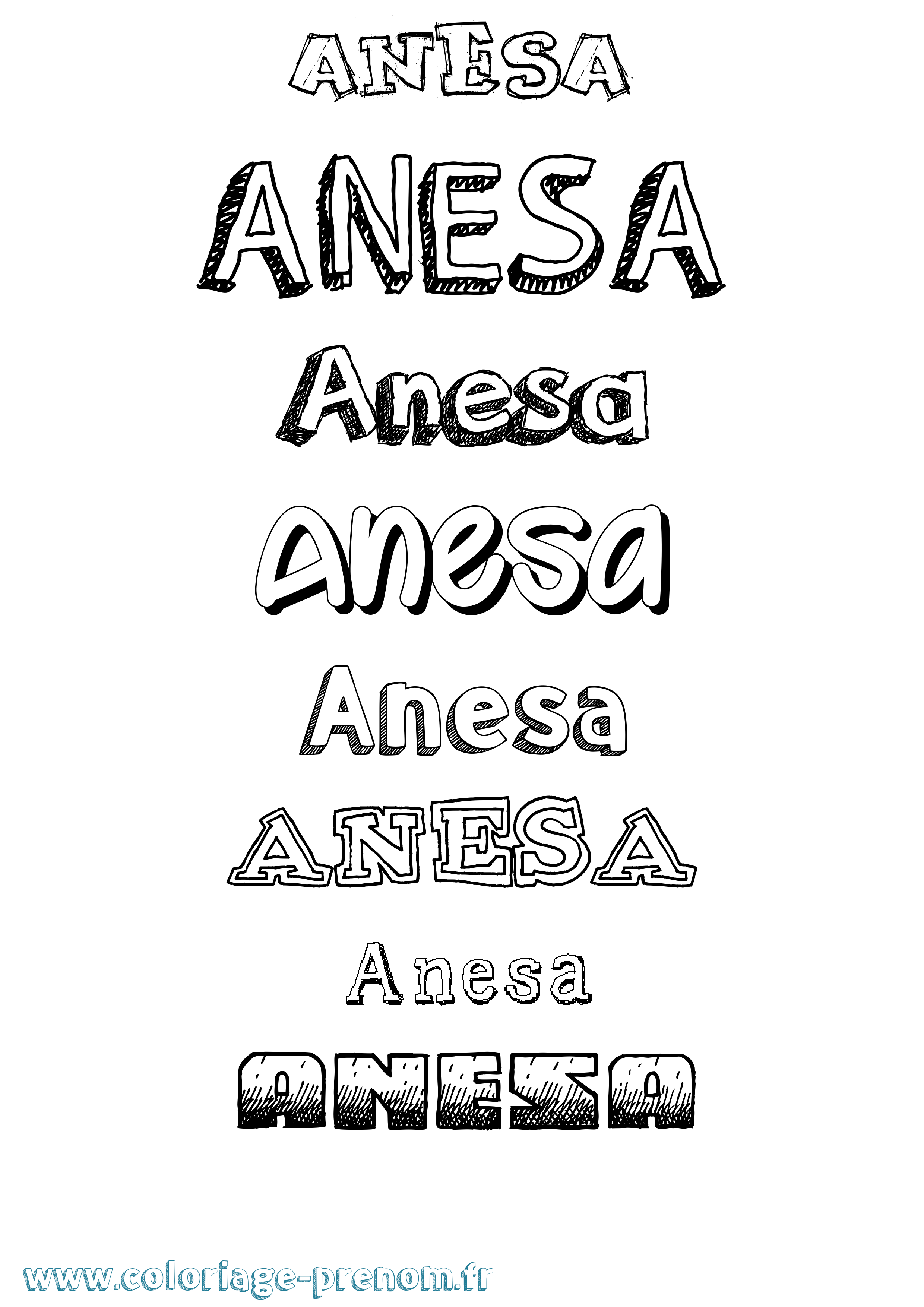 Coloriage prénom Anesa Dessiné