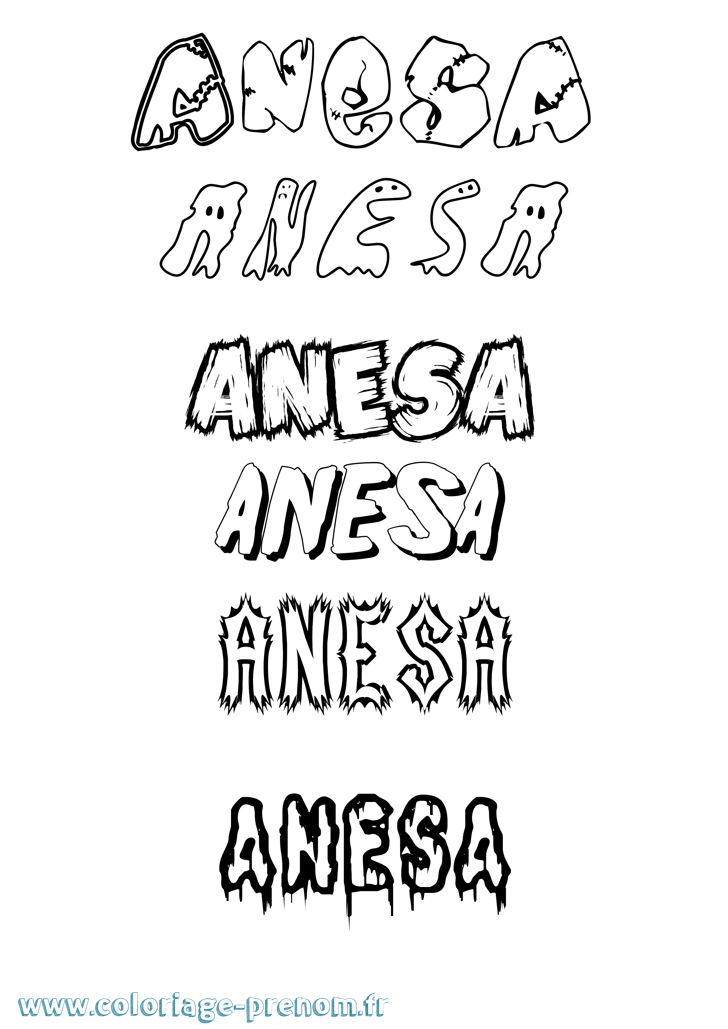 Coloriage prénom Anesa Frisson