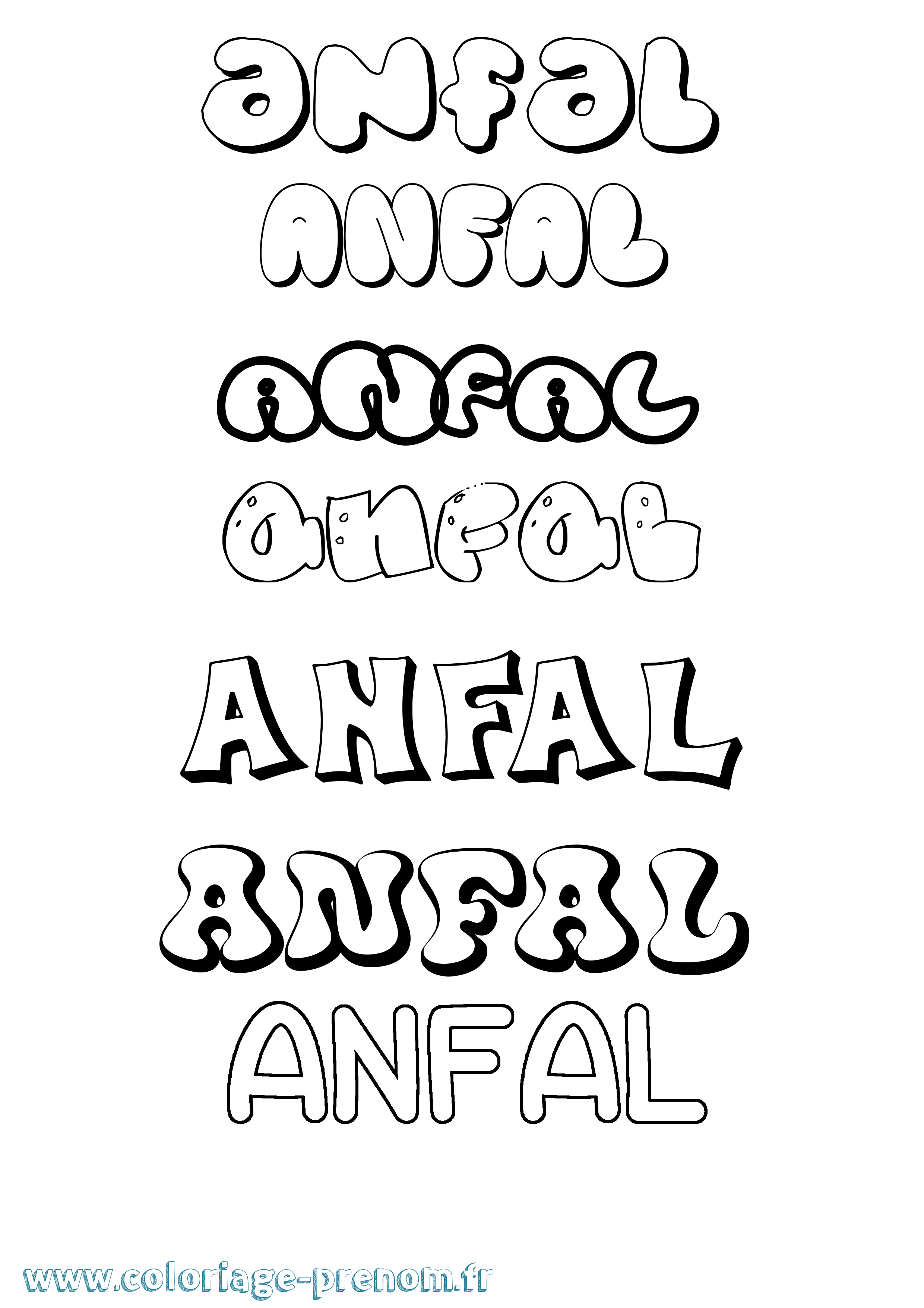 Coloriage Anfal Bubble Coloriage prénom Anfal Bubble