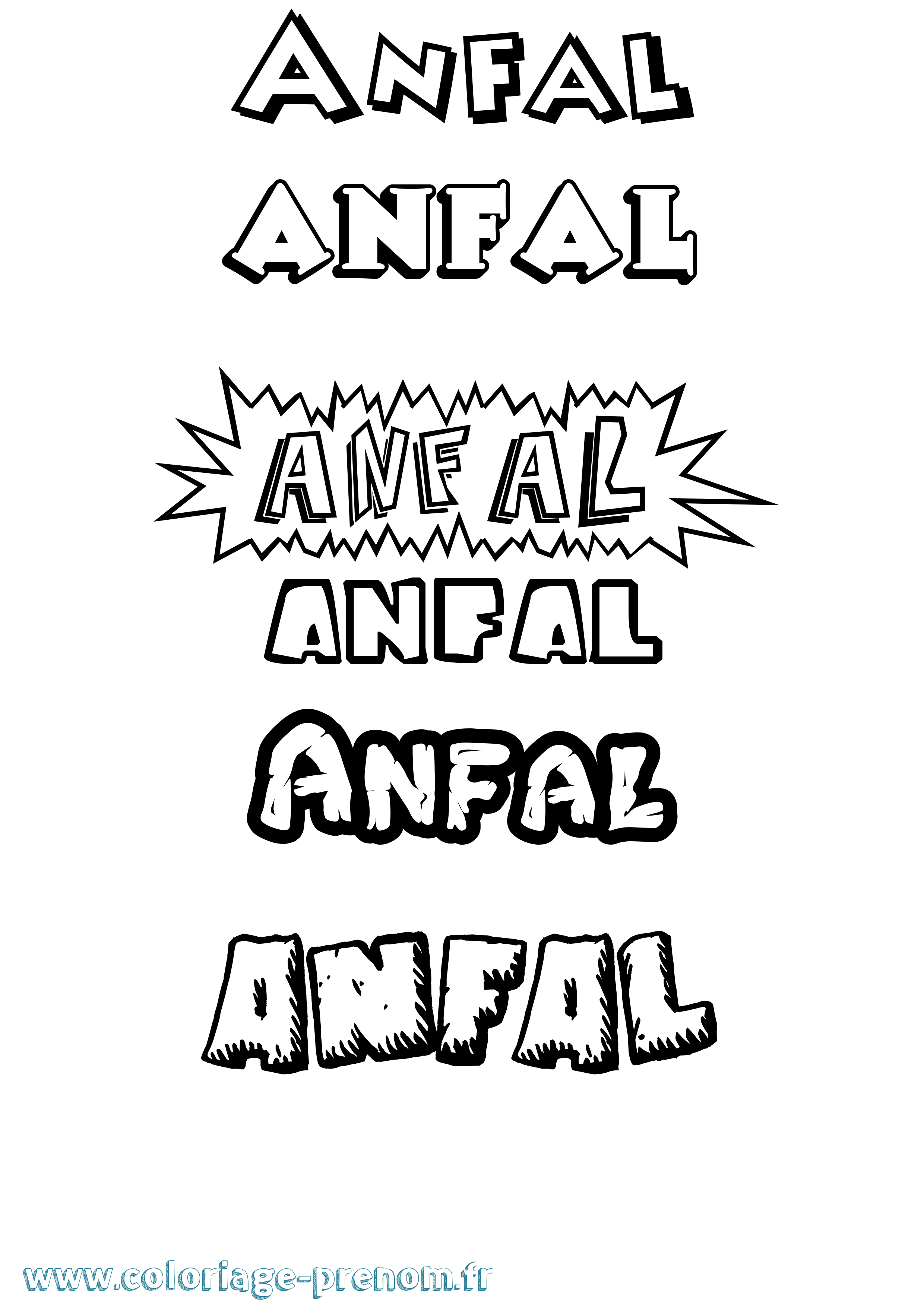 Coloriage Anfal Dessin Animé Coloriage prénom Anfal Dessin Animé