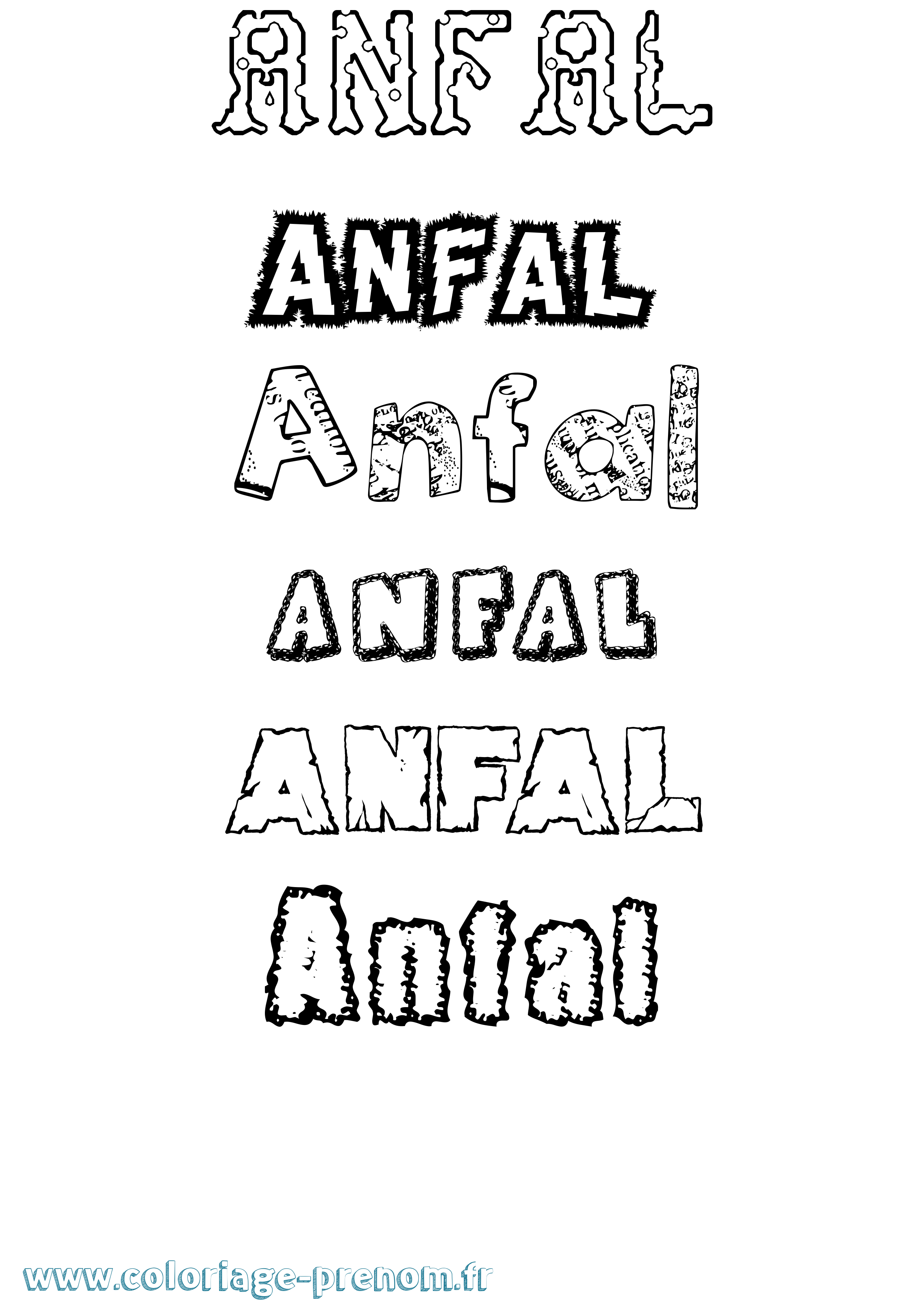 Coloriage Anfal Destructuré Coloriage prénom Anfal Destructuré
