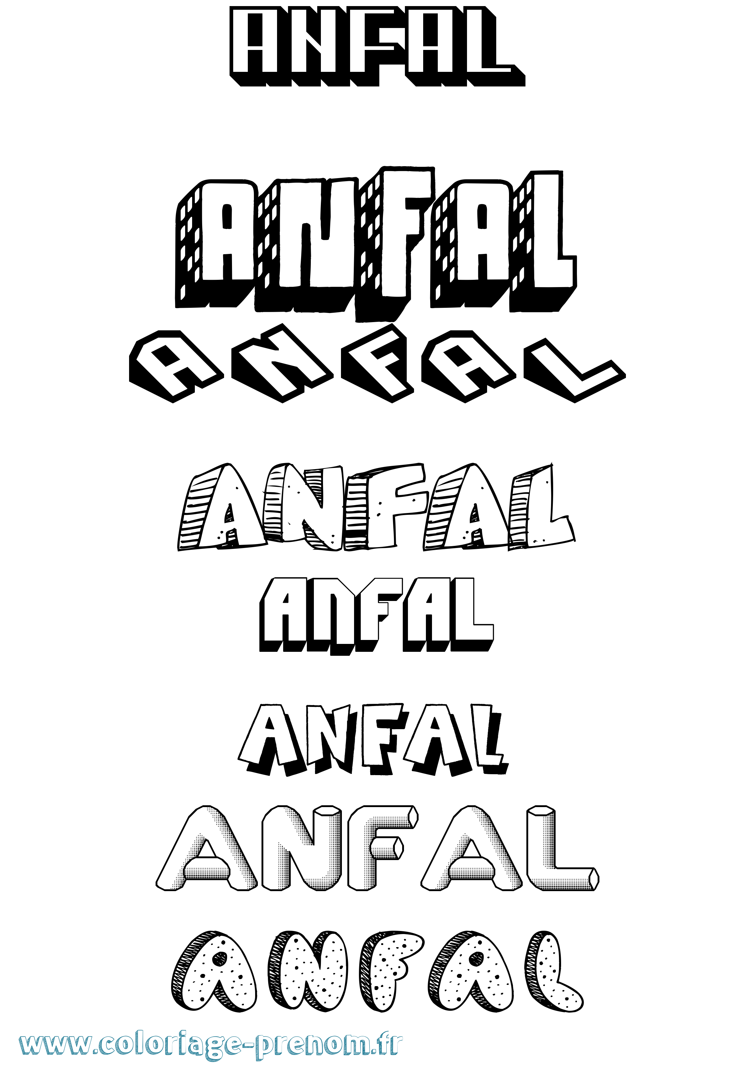 Coloriage Anfal Effet 3D Coloriage prénom Anfal Effet 3D