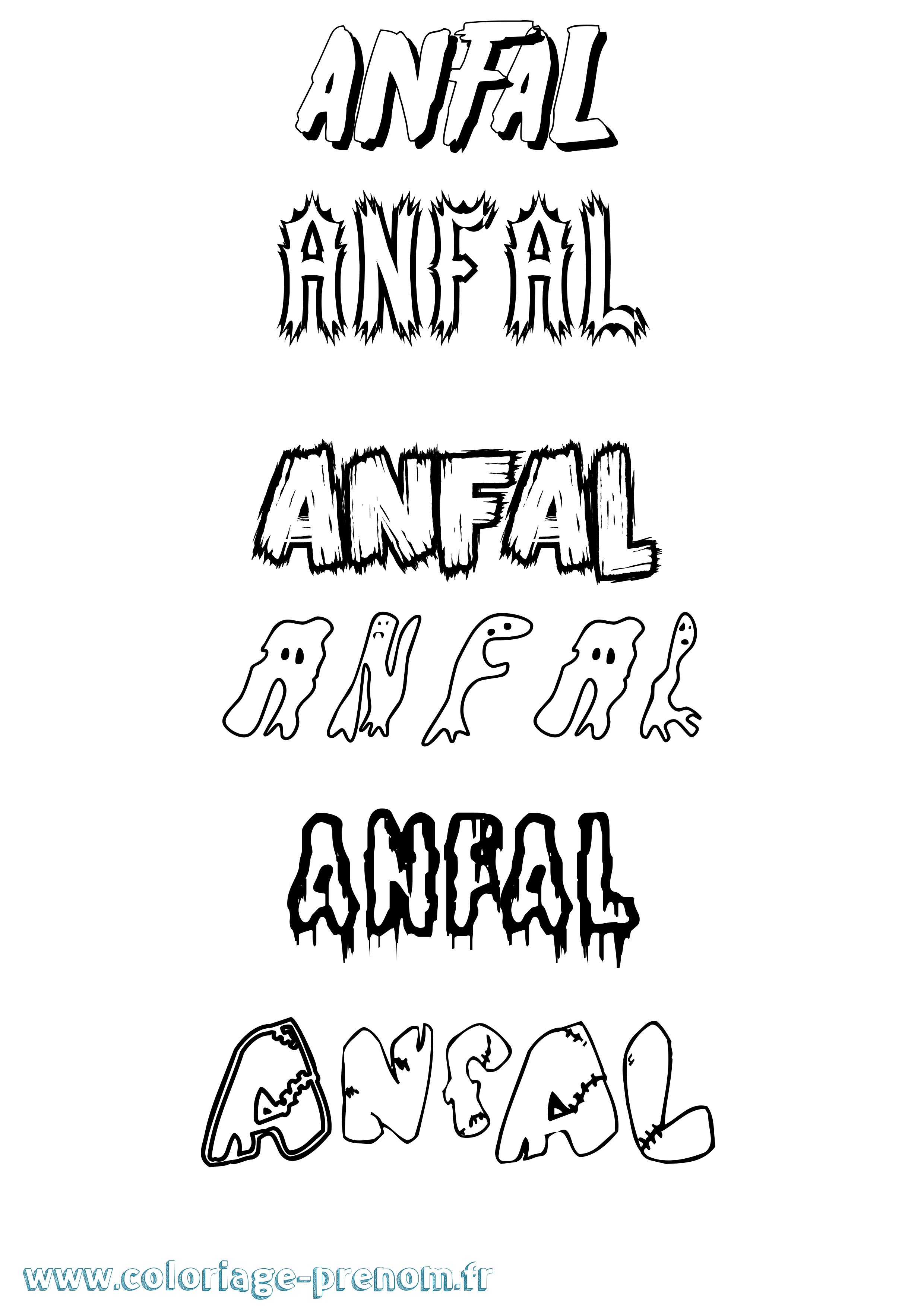 Coloriage Anfal Frisson Coloriage prénom Anfal Frisson
