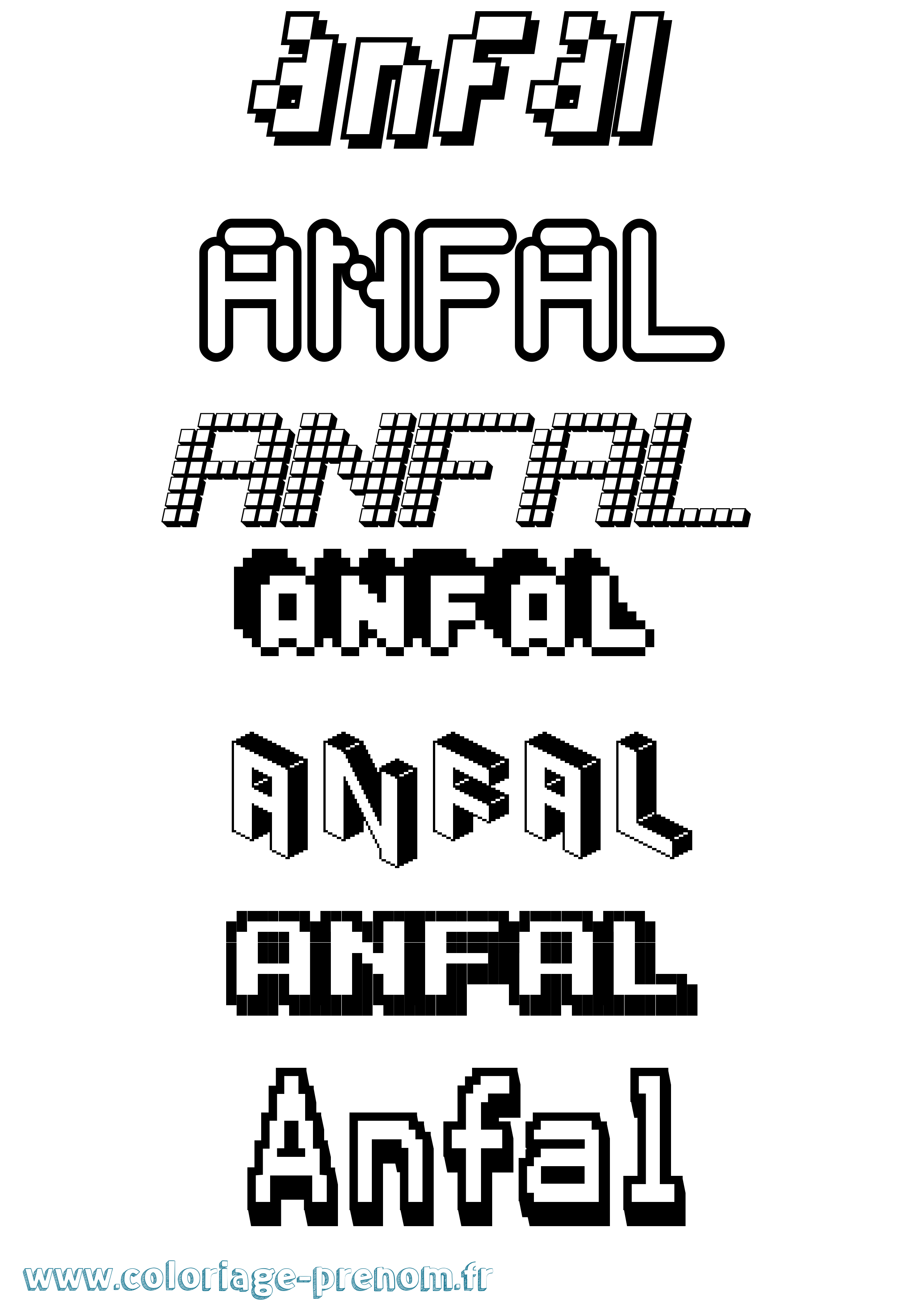 Coloriage Anfal Pixel Coloriage prénom Anfal Pixel
