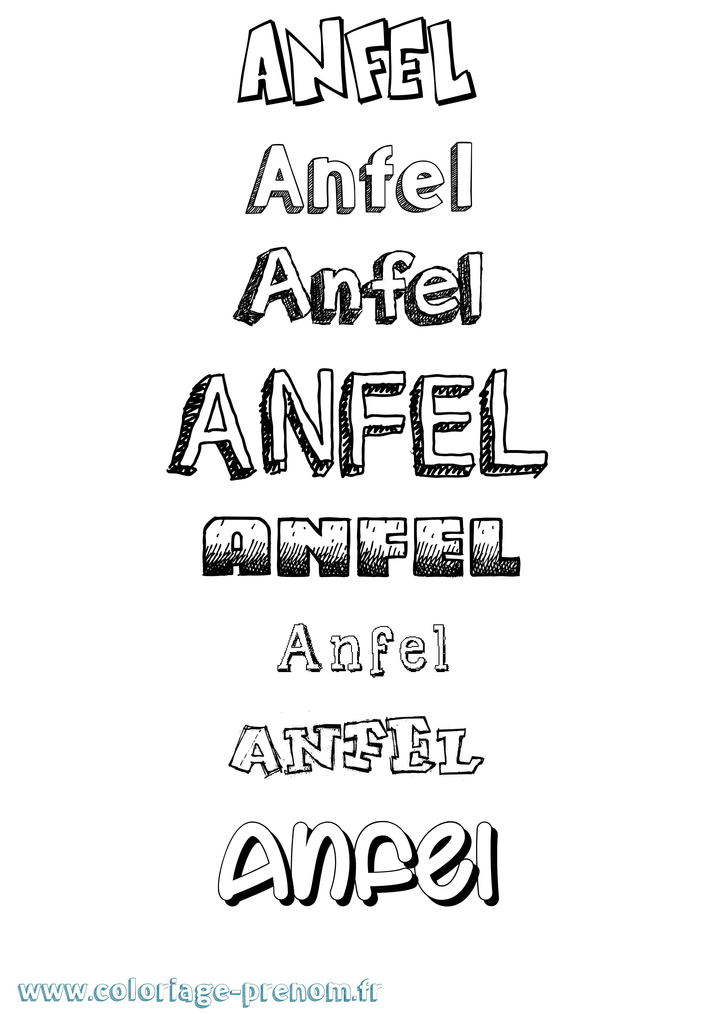 Coloriage prénom Anfel Dessiné