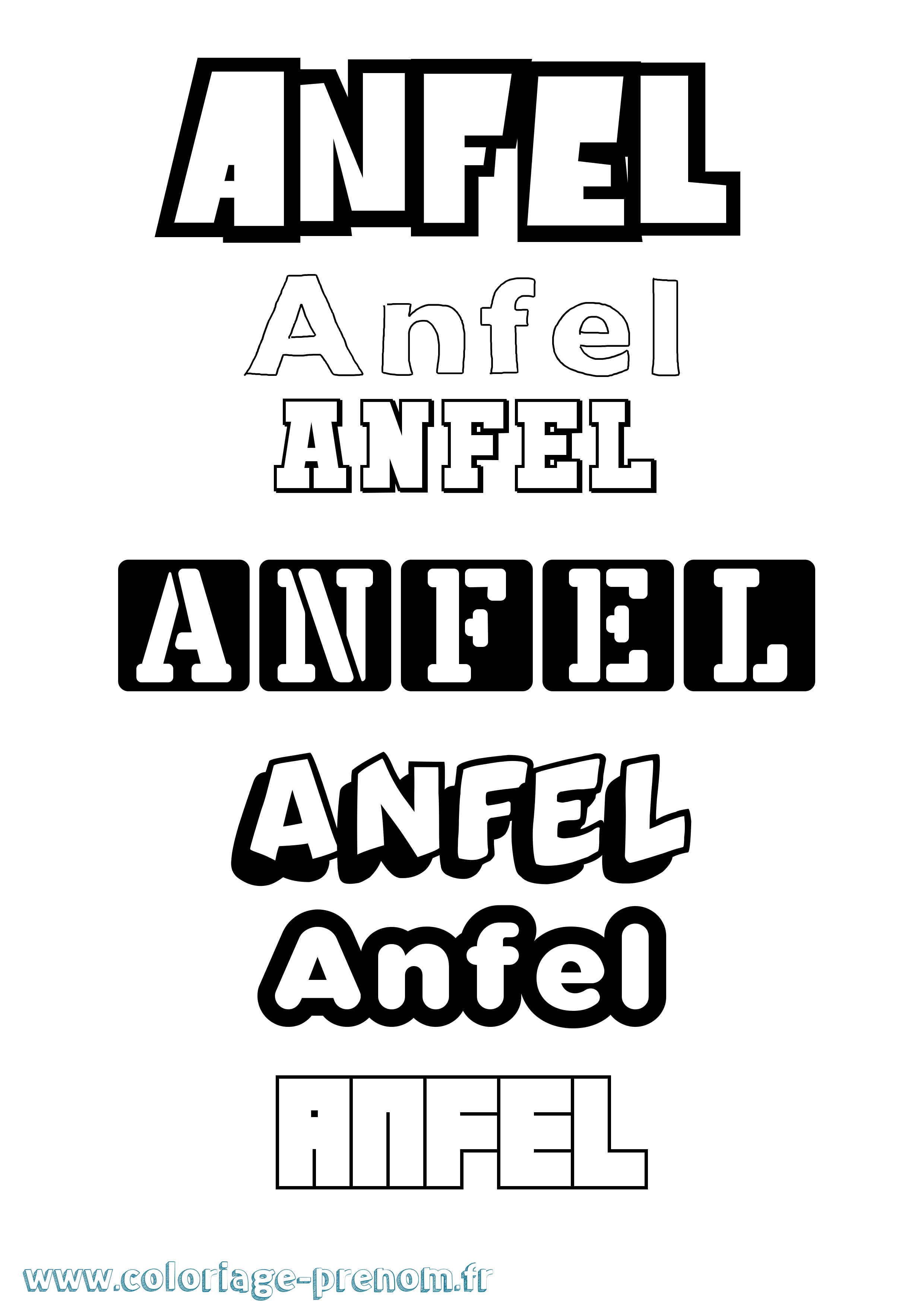 Coloriage prénom Anfel Simple