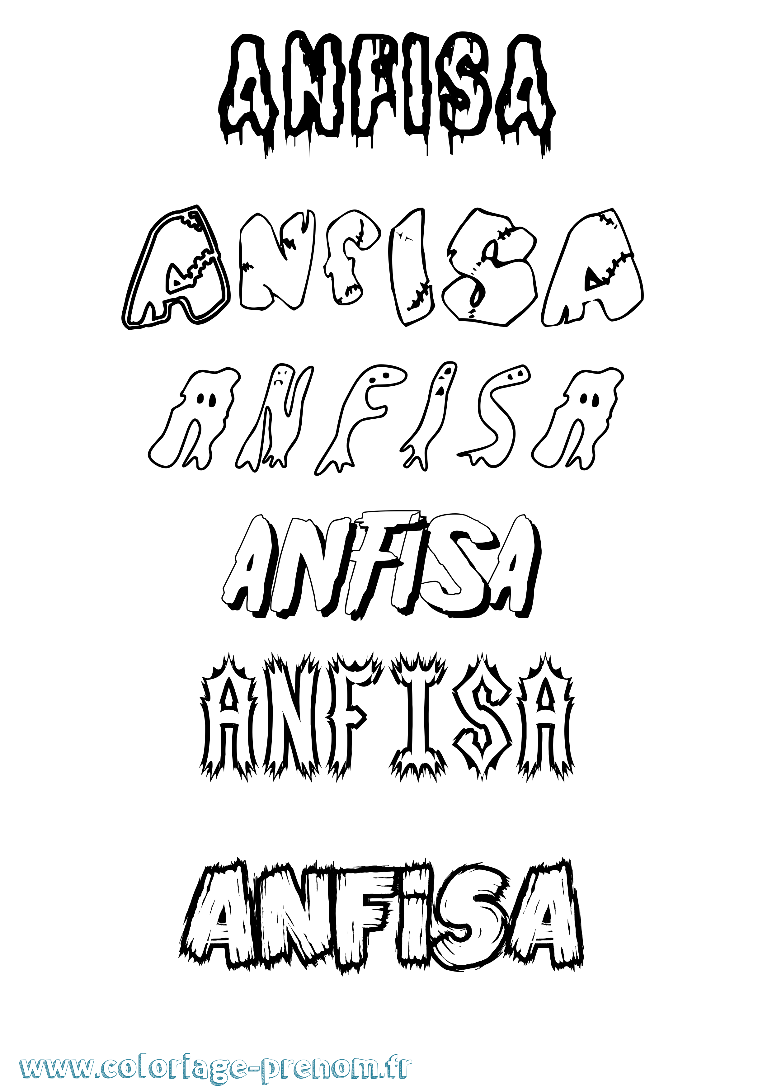 Coloriage prénom Anfisa Frisson