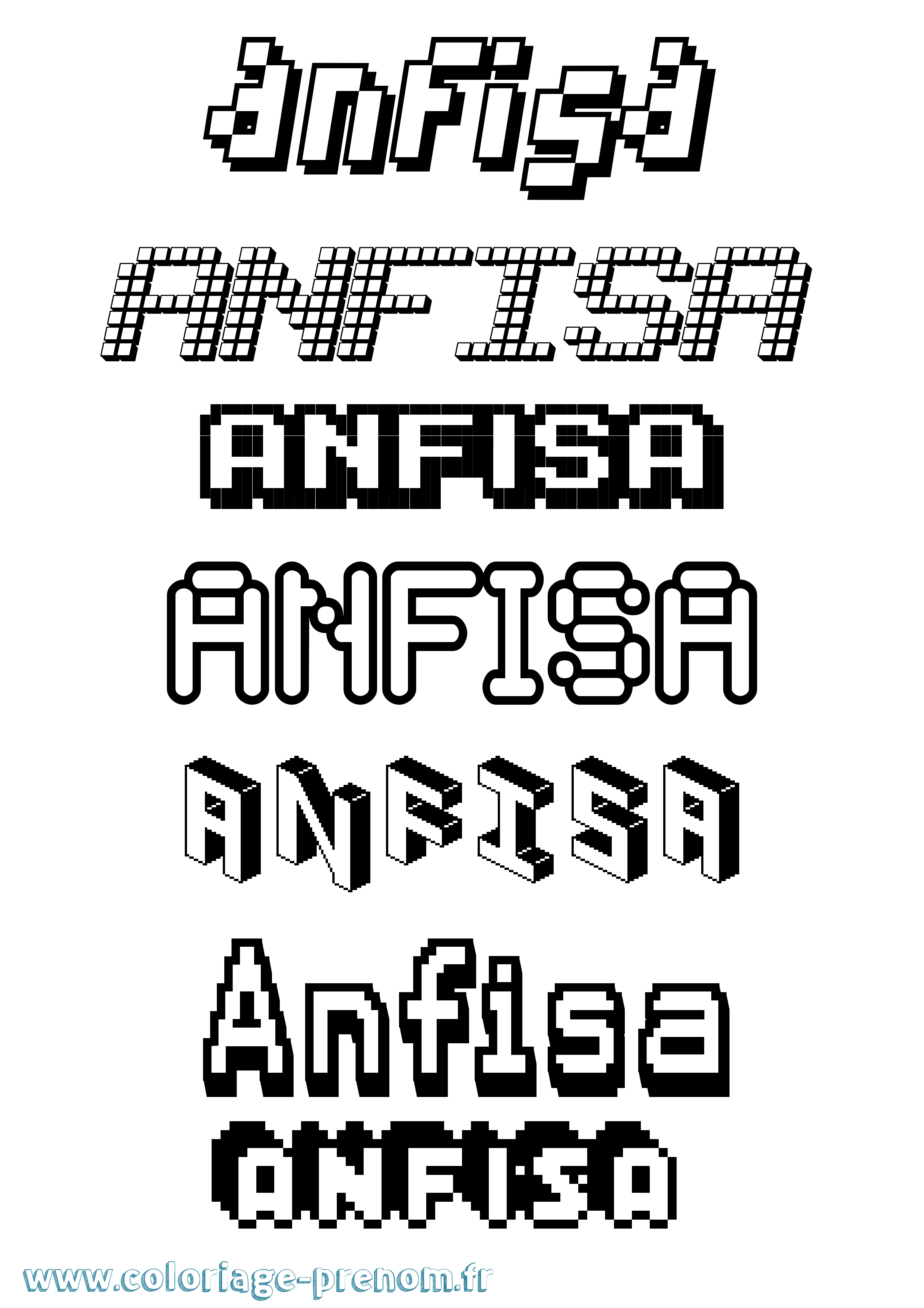 Coloriage prénom Anfisa Pixel