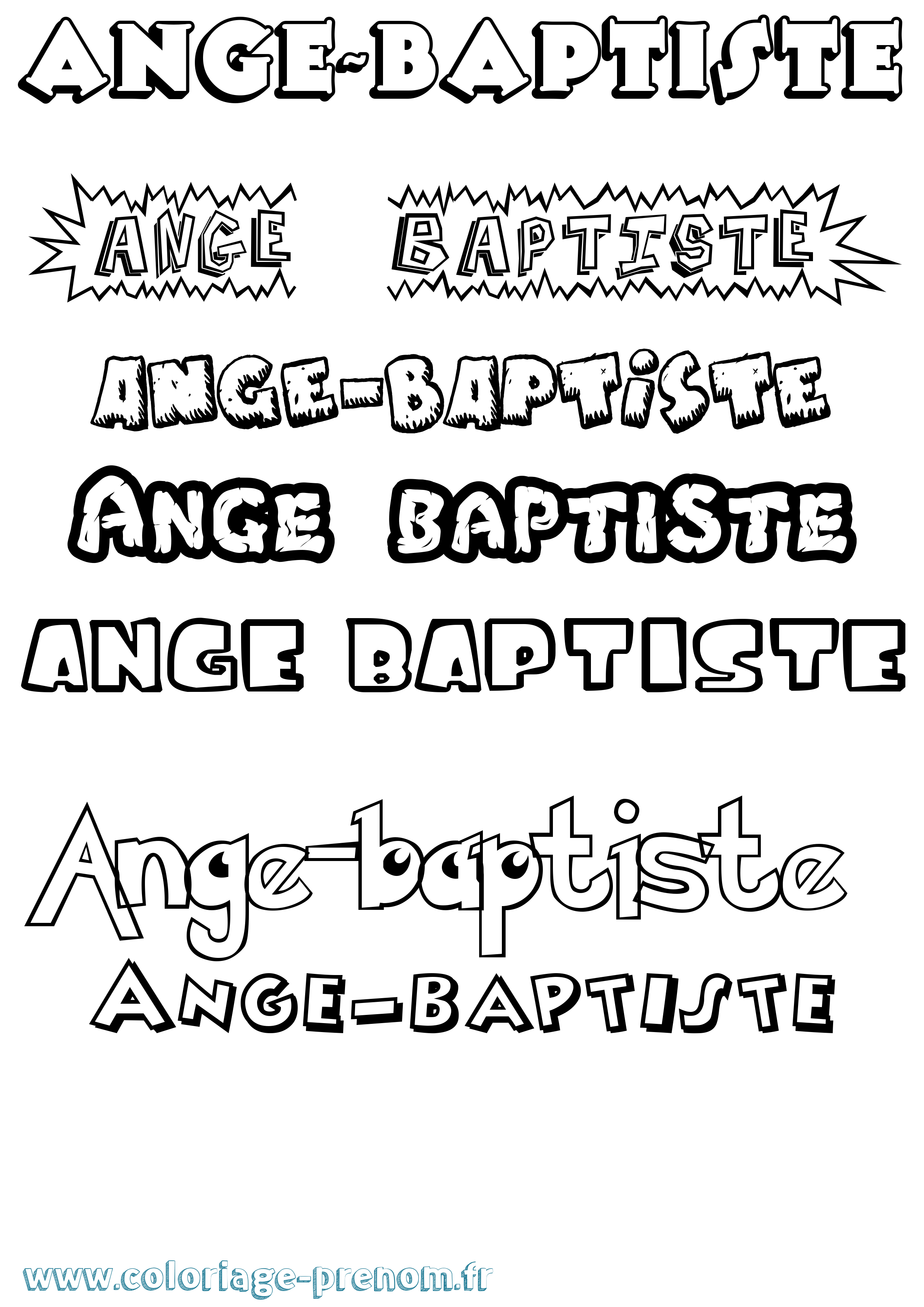 Coloriage prénom Ange-Baptiste Dessin Animé
