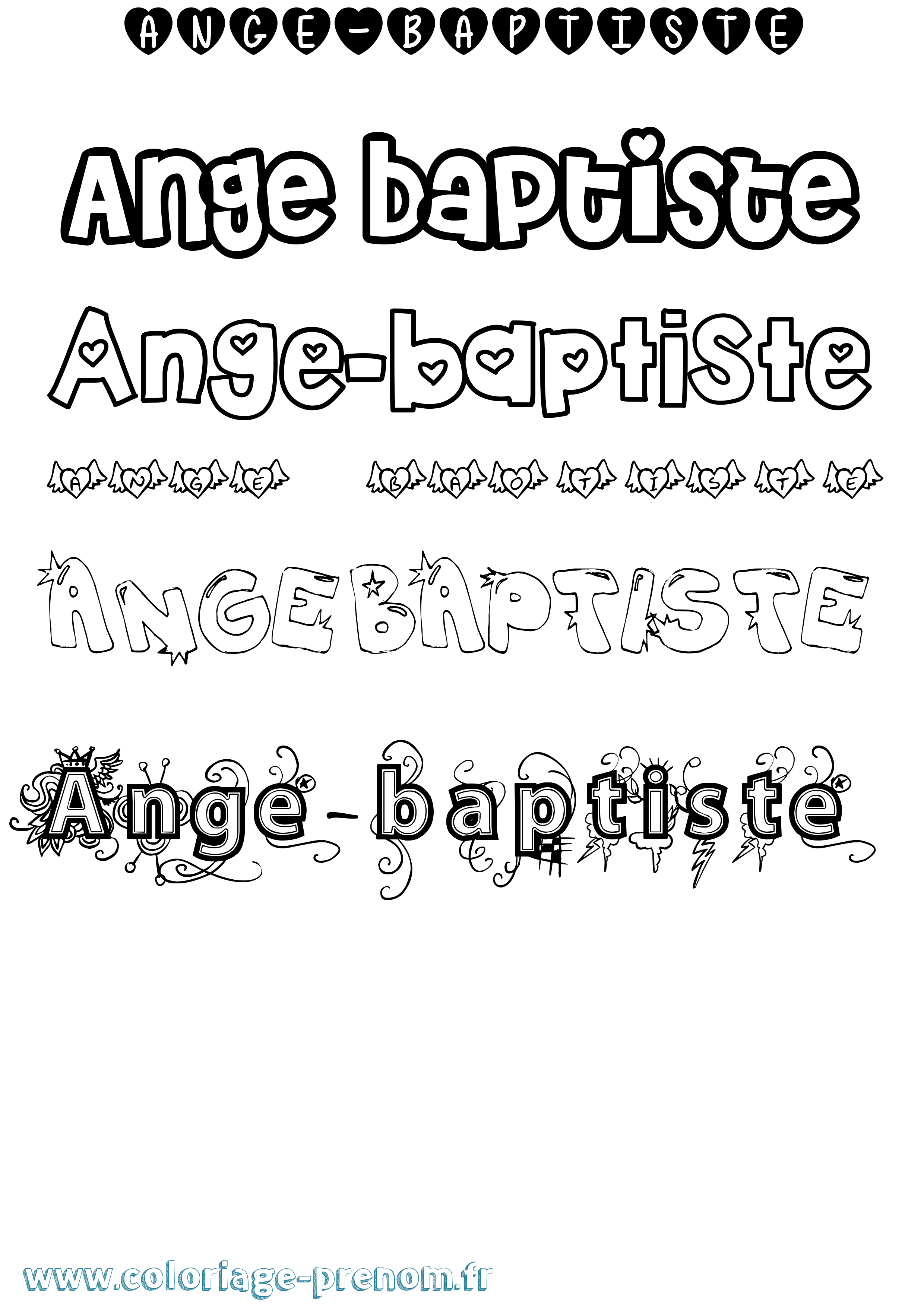Coloriage prénom Ange-Baptiste Girly