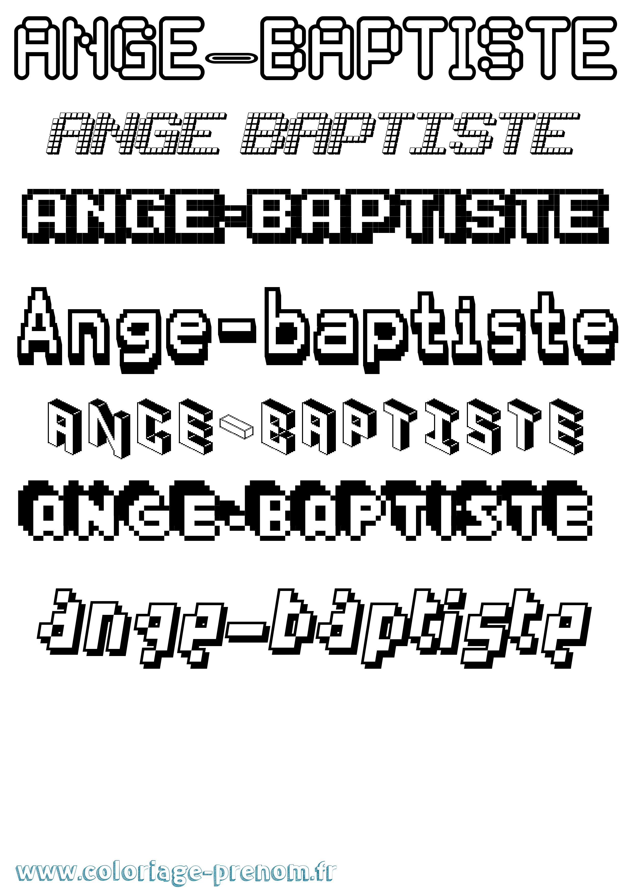 Coloriage prénom Ange-Baptiste Pixel