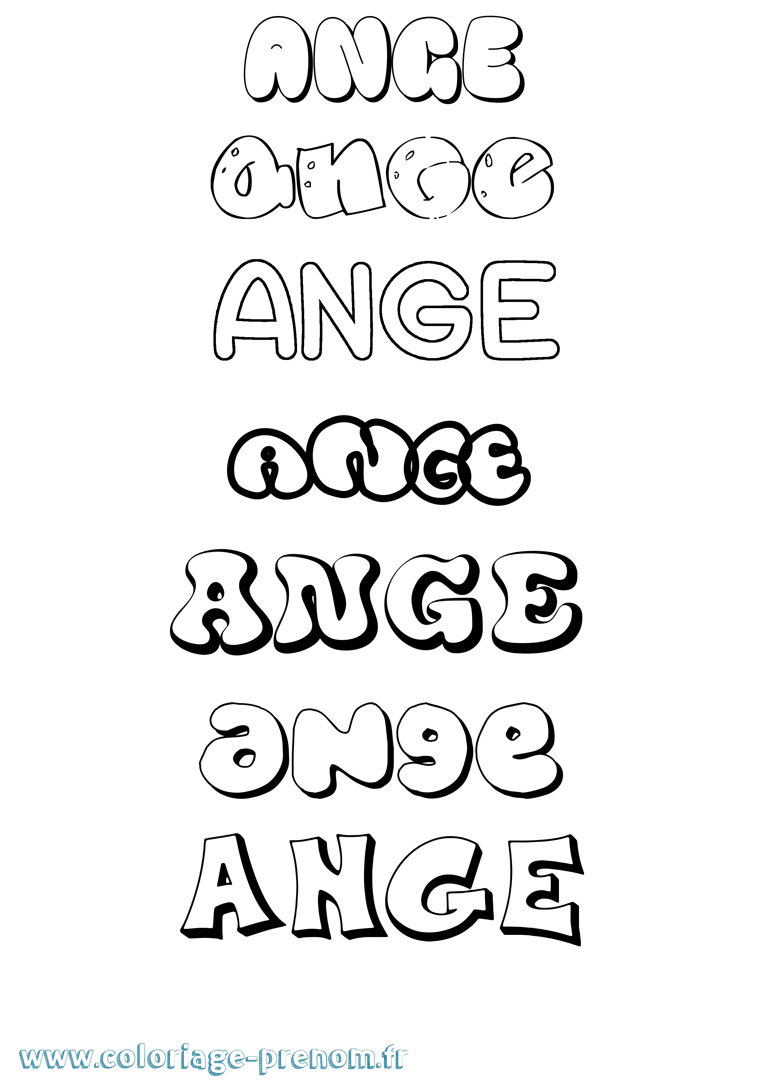 Coloriage prénom Ange Bubble