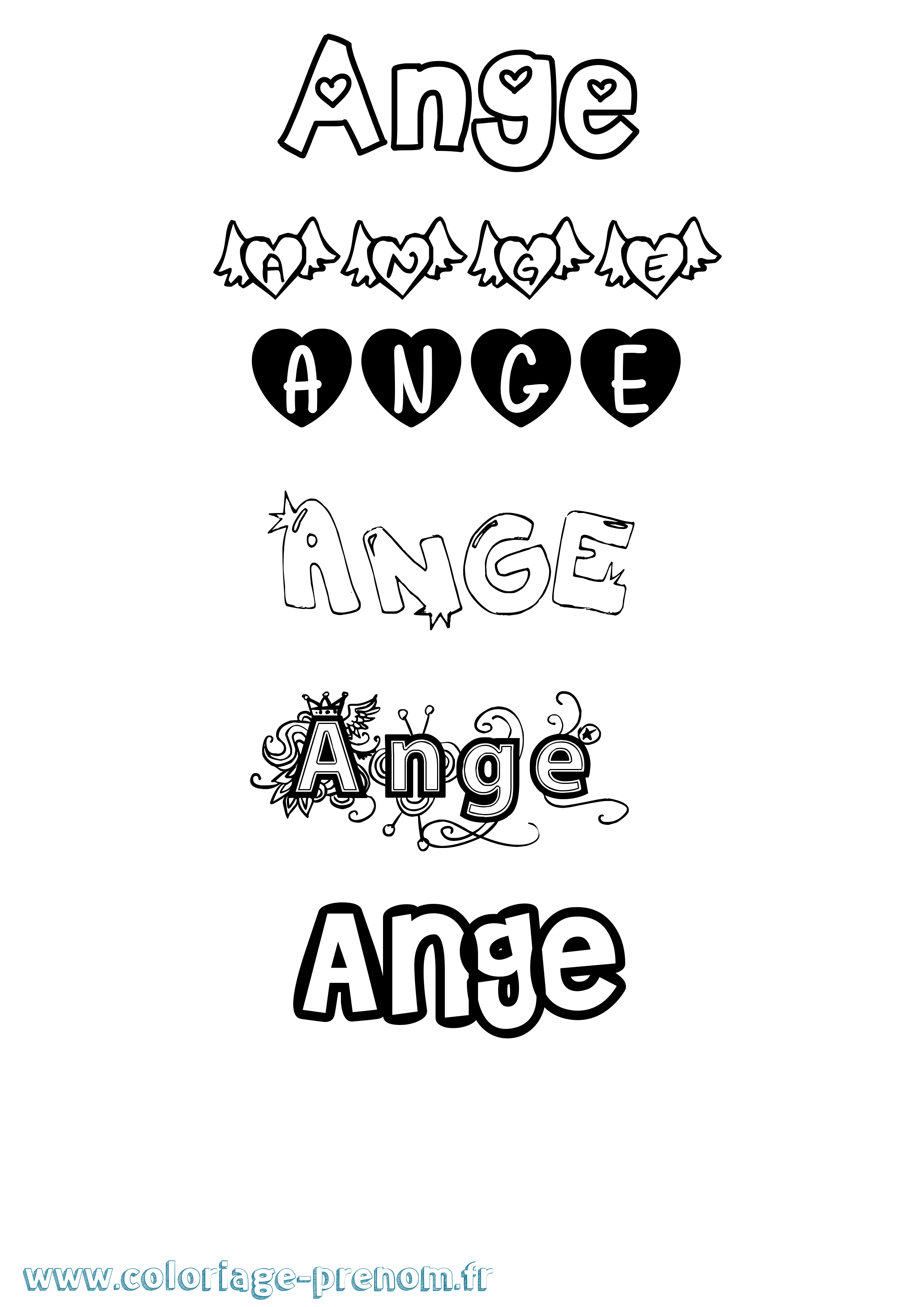 Coloriage prénom Ange