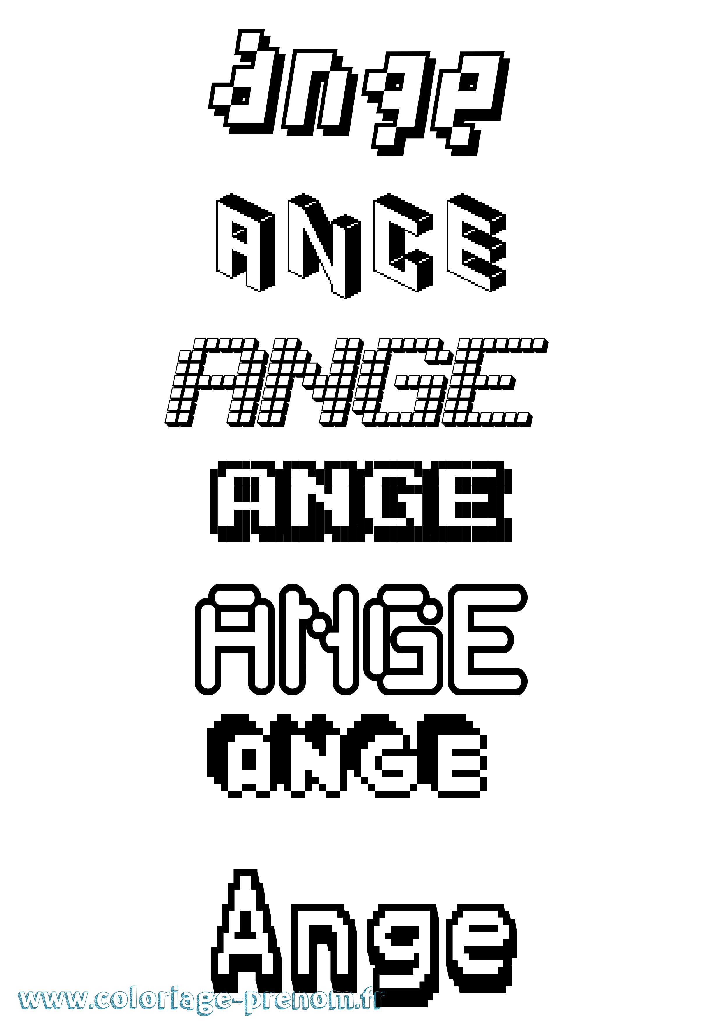 Coloriage prénom Ange Pixel