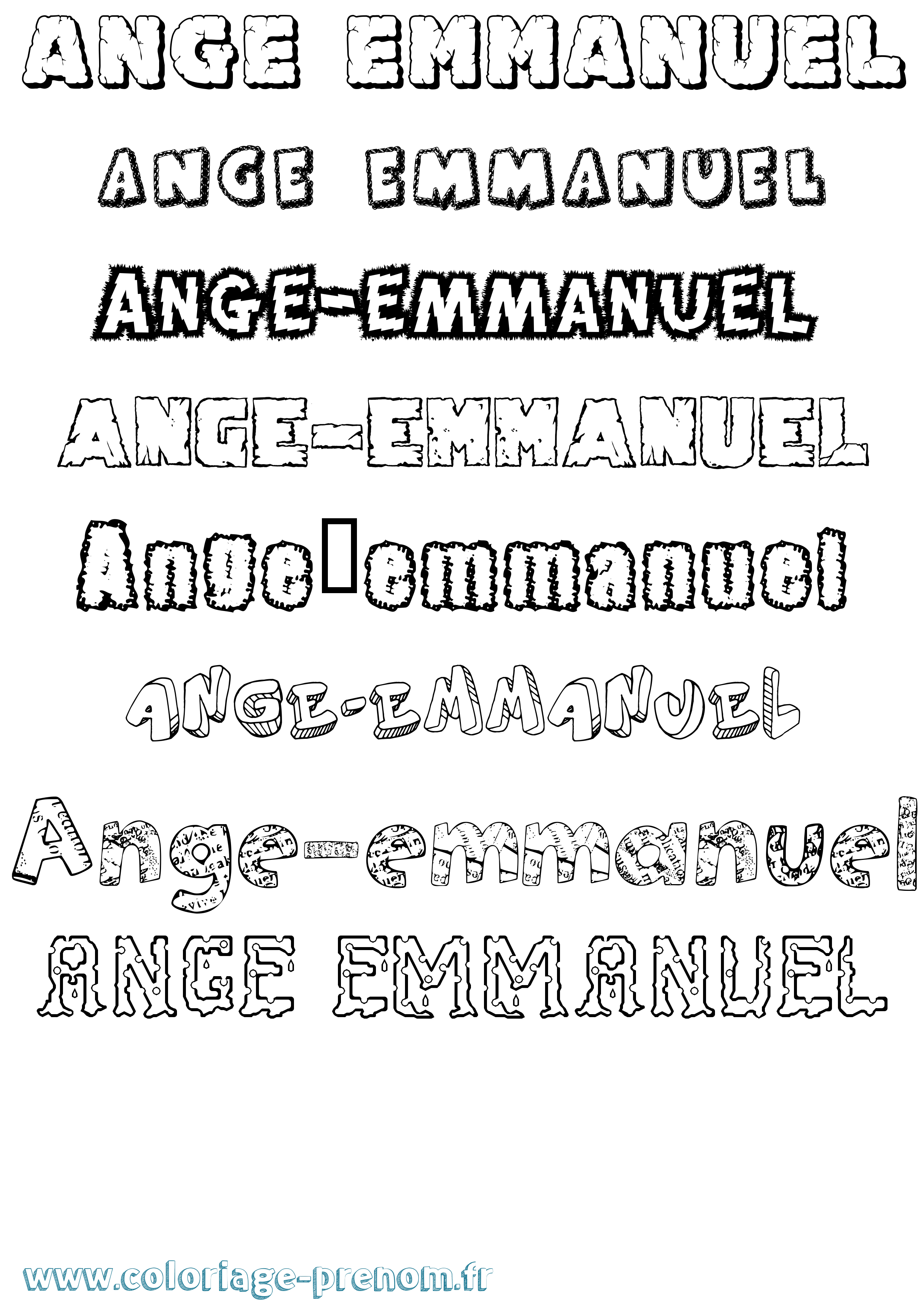 Coloriage prénom Ange-Emmanuel Destructuré
