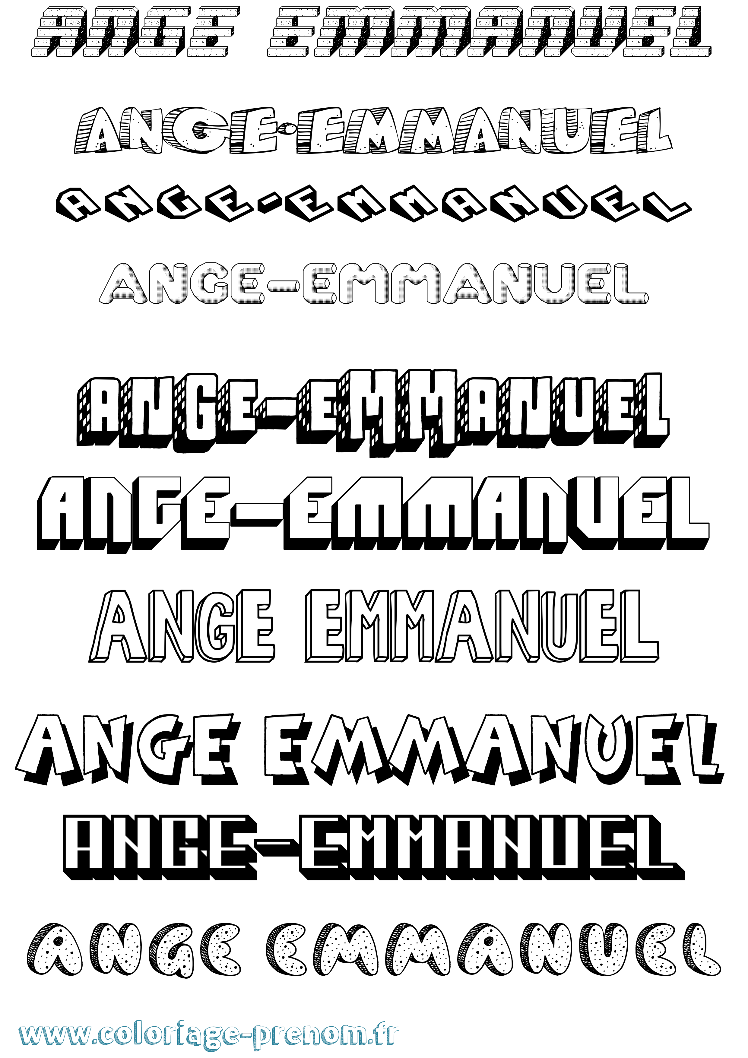 Coloriage prénom Ange-Emmanuel Effet 3D