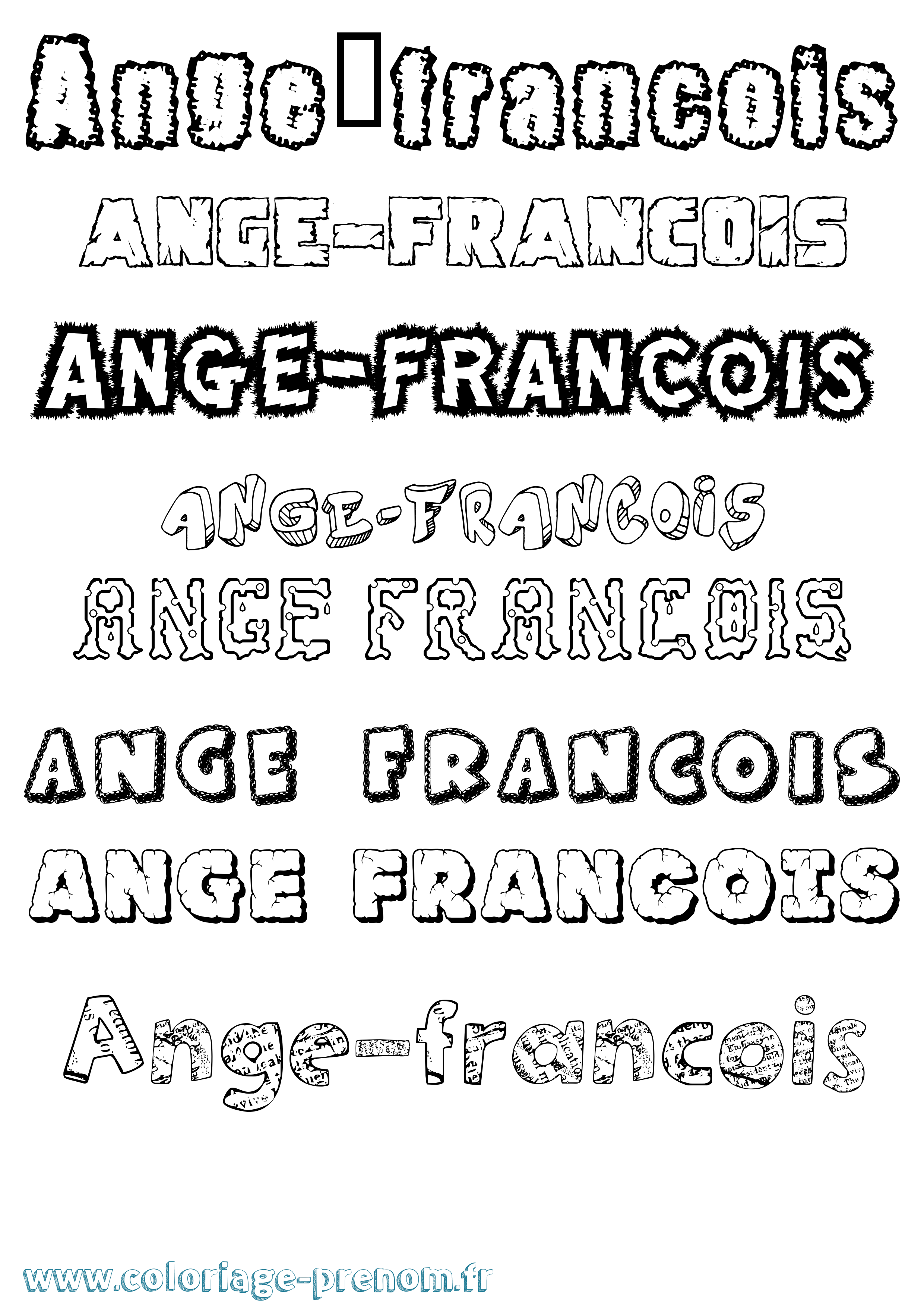 Coloriage Ange-François Destructuré Coloriage prénom Ange-François Destructuré