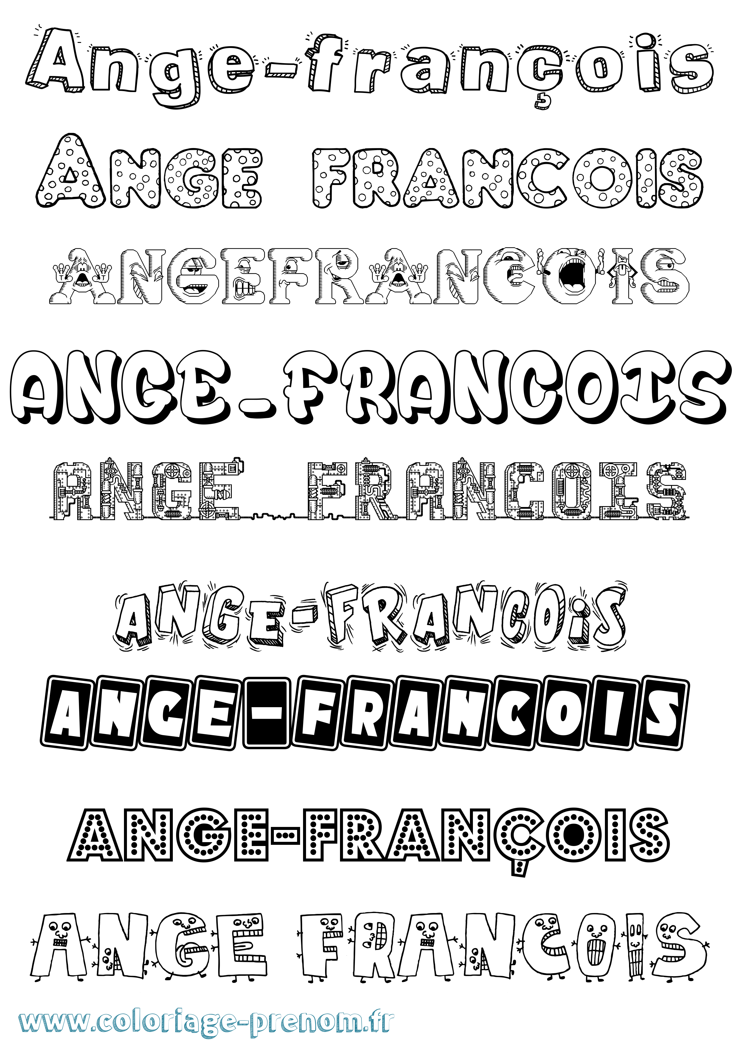 Coloriage Ange-François Fun Coloriage prénom Ange-François Fun