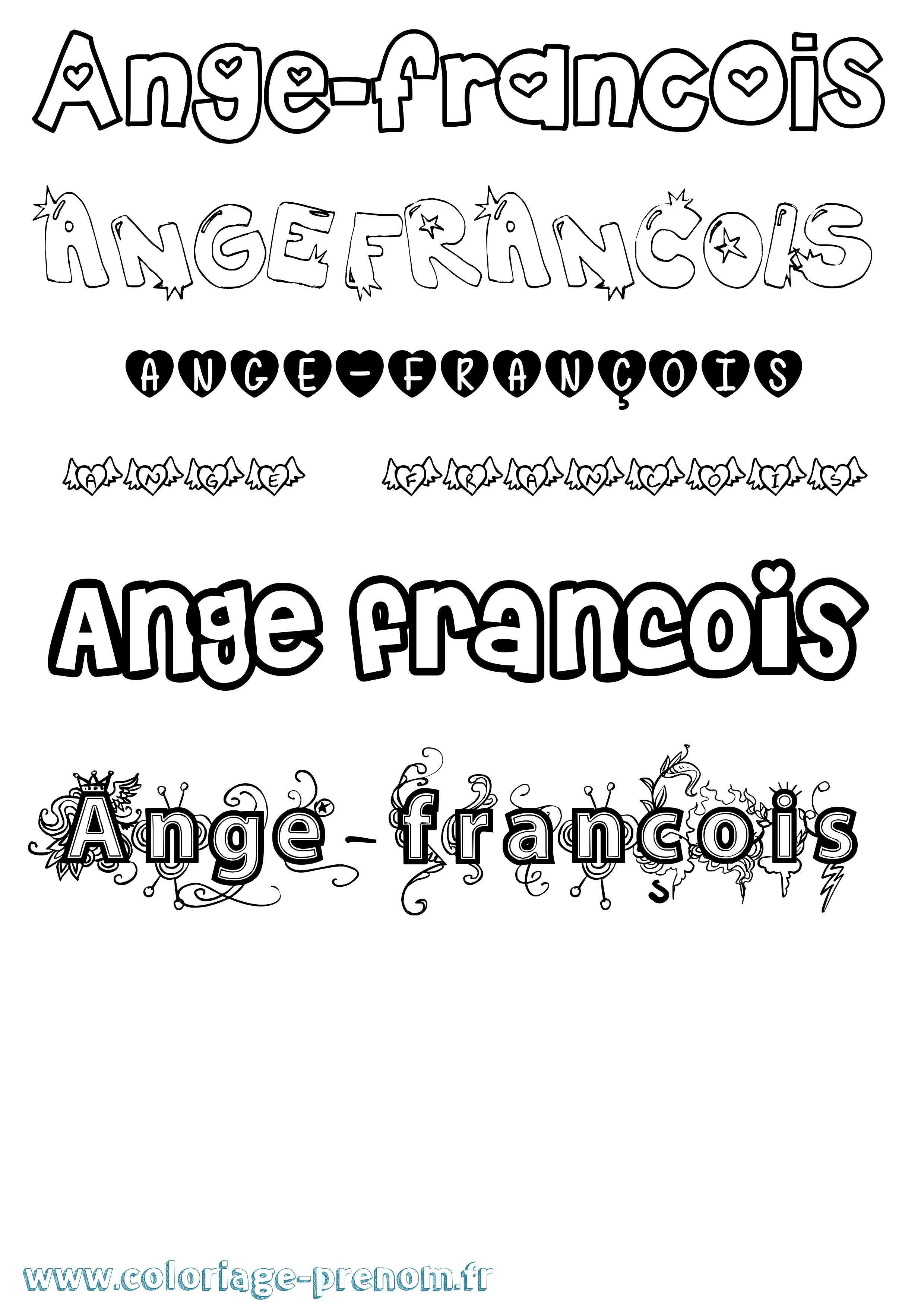 Coloriage Ange-François Girly Coloriage prénom Ange-François Girly