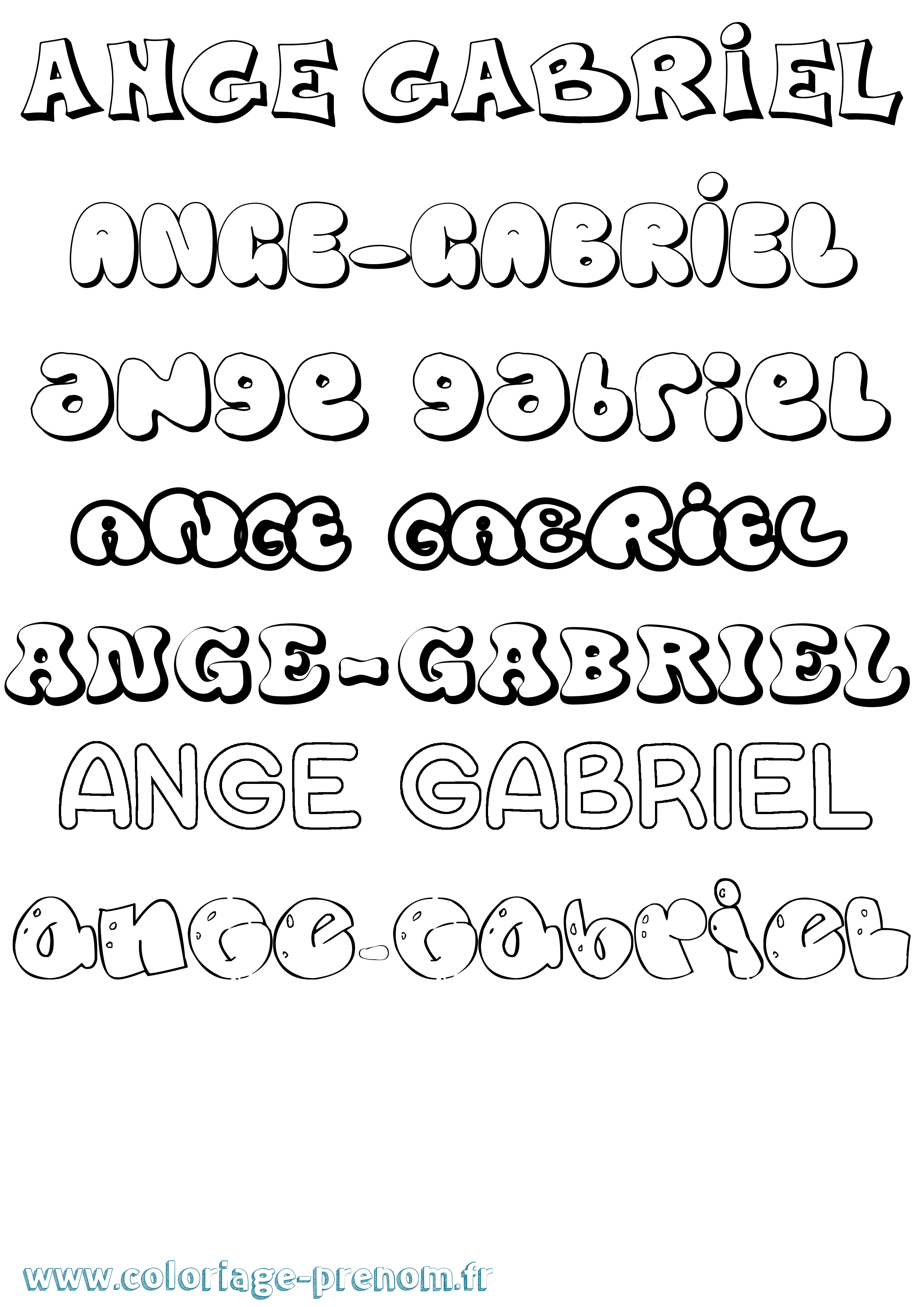 Coloriage Ange-Gabriel Bubble Coloriage prénom Ange-Gabriel Bubble