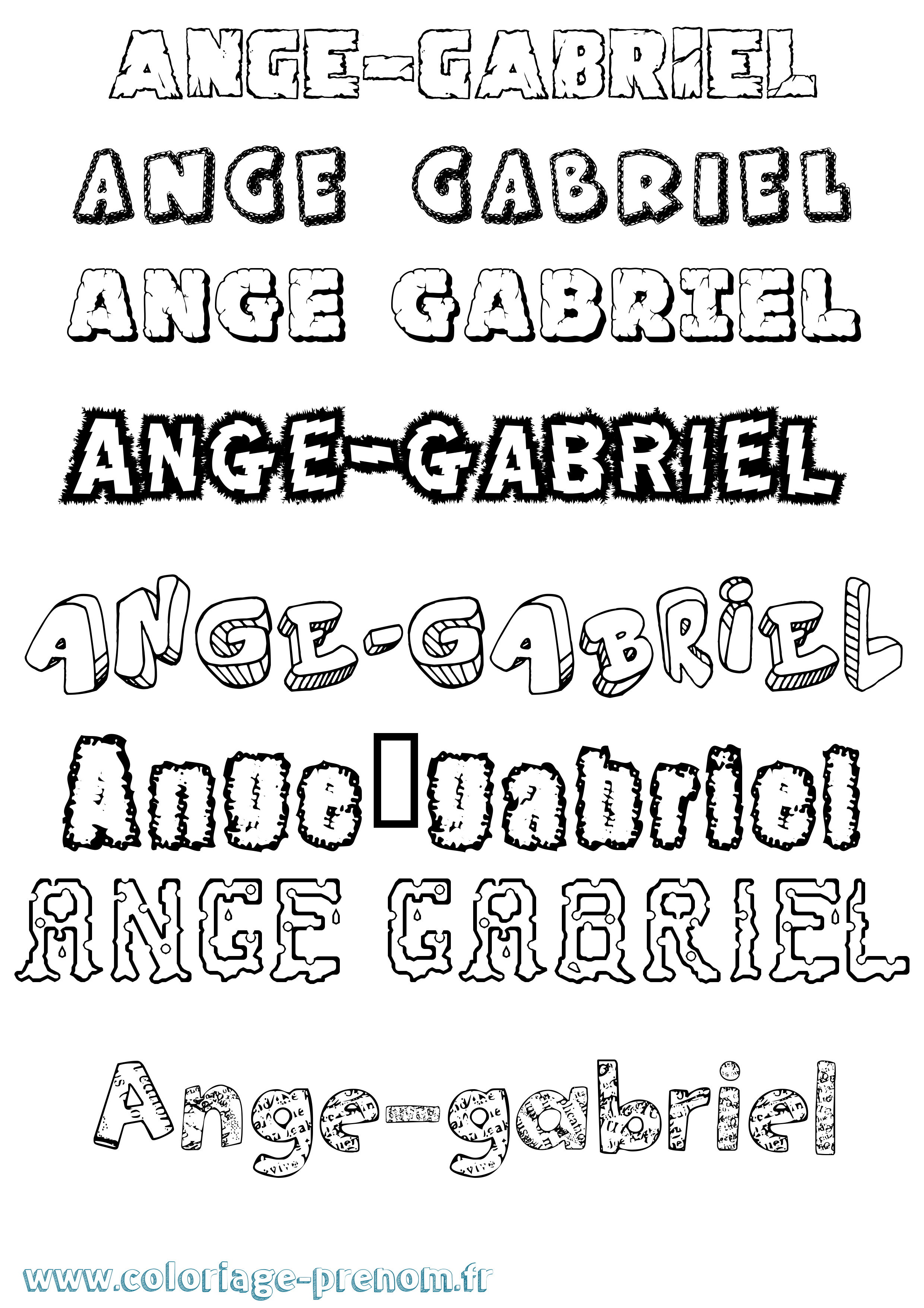 Coloriage Ange-Gabriel Destructuré Coloriage prénom Ange-Gabriel Destructuré