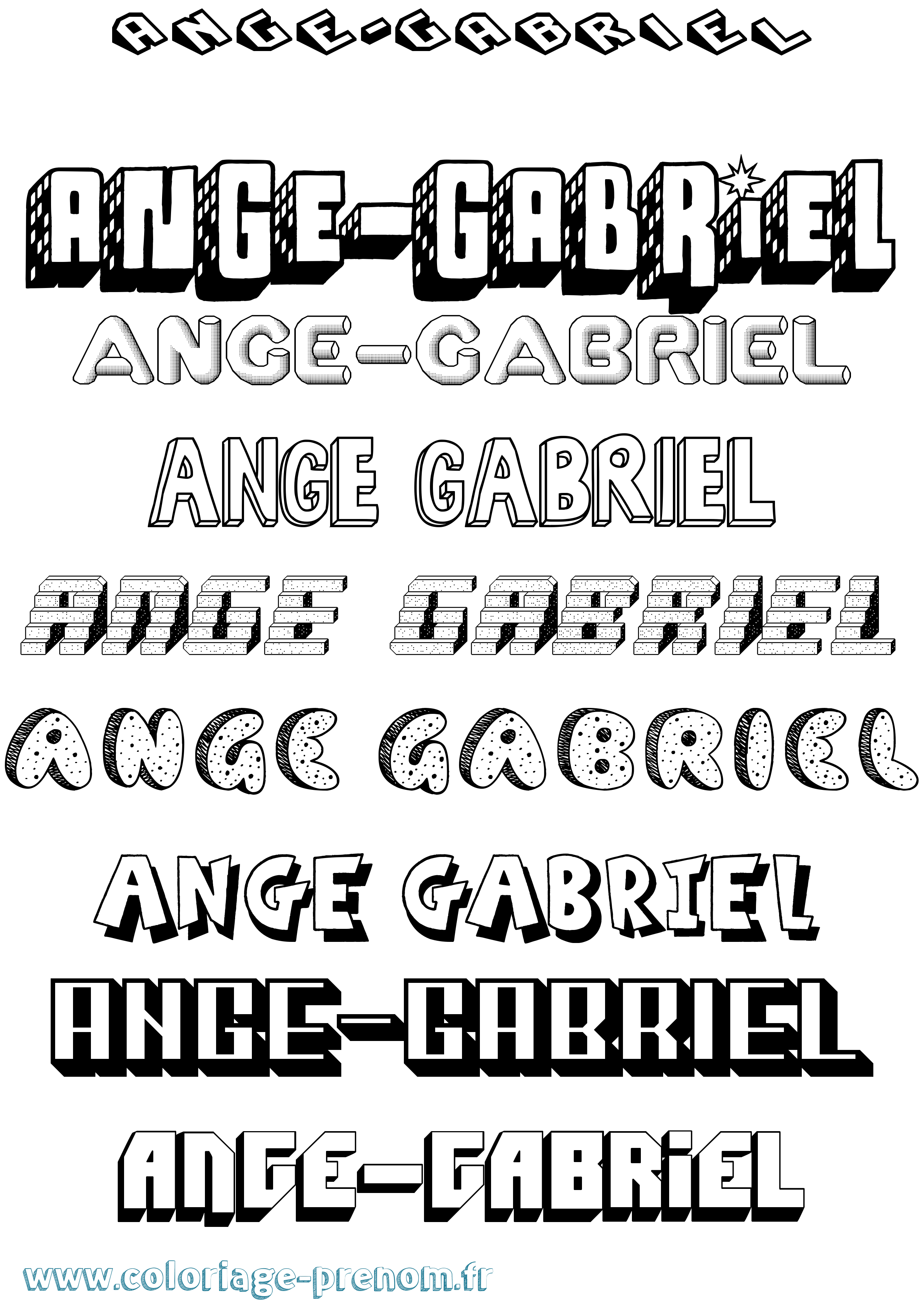 Coloriage Ange-Gabriel Effet 3D Coloriage prénom Ange-Gabriel Effet 3D