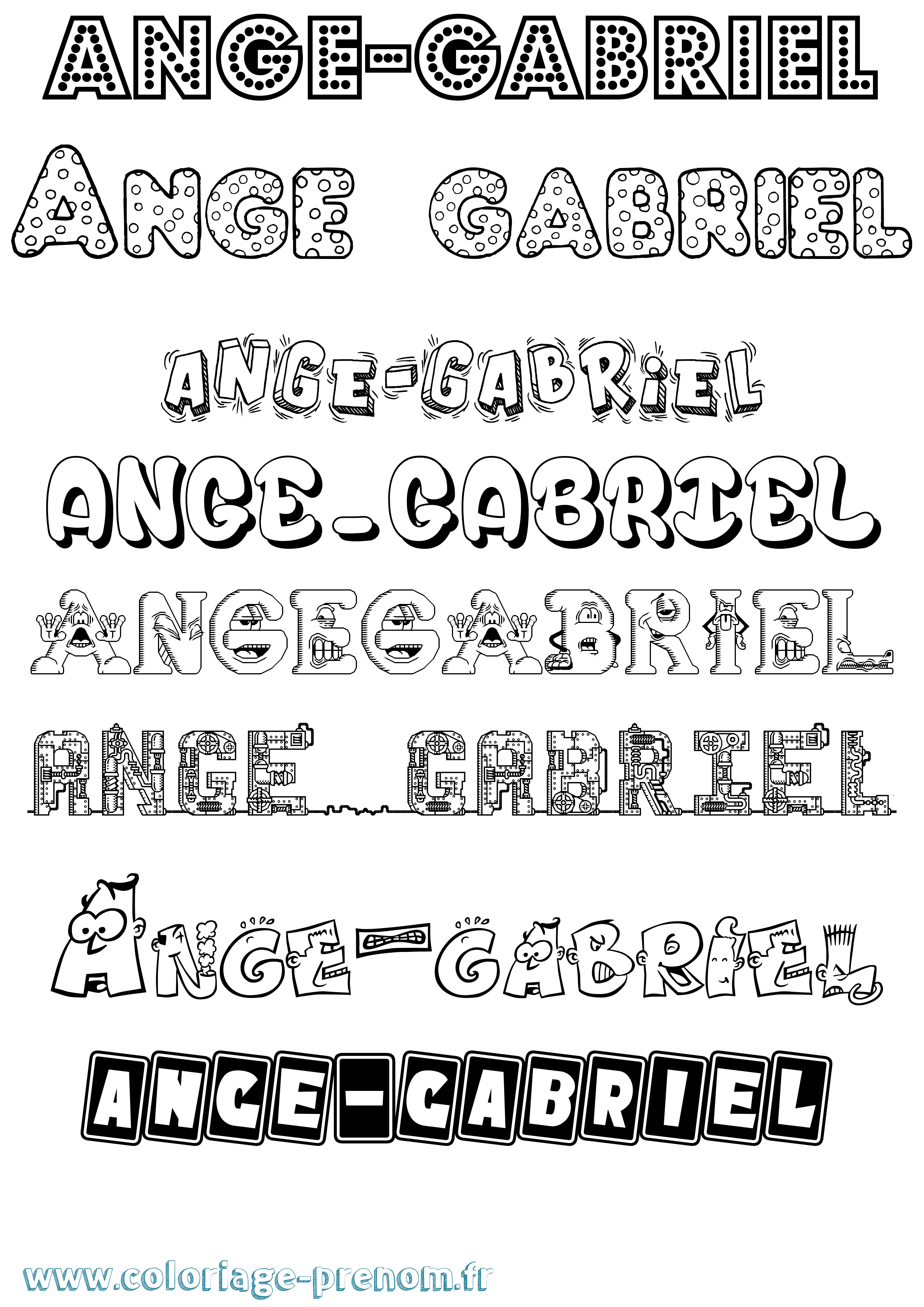 Coloriage Ange-Gabriel Fun Coloriage prénom Ange-Gabriel Fun