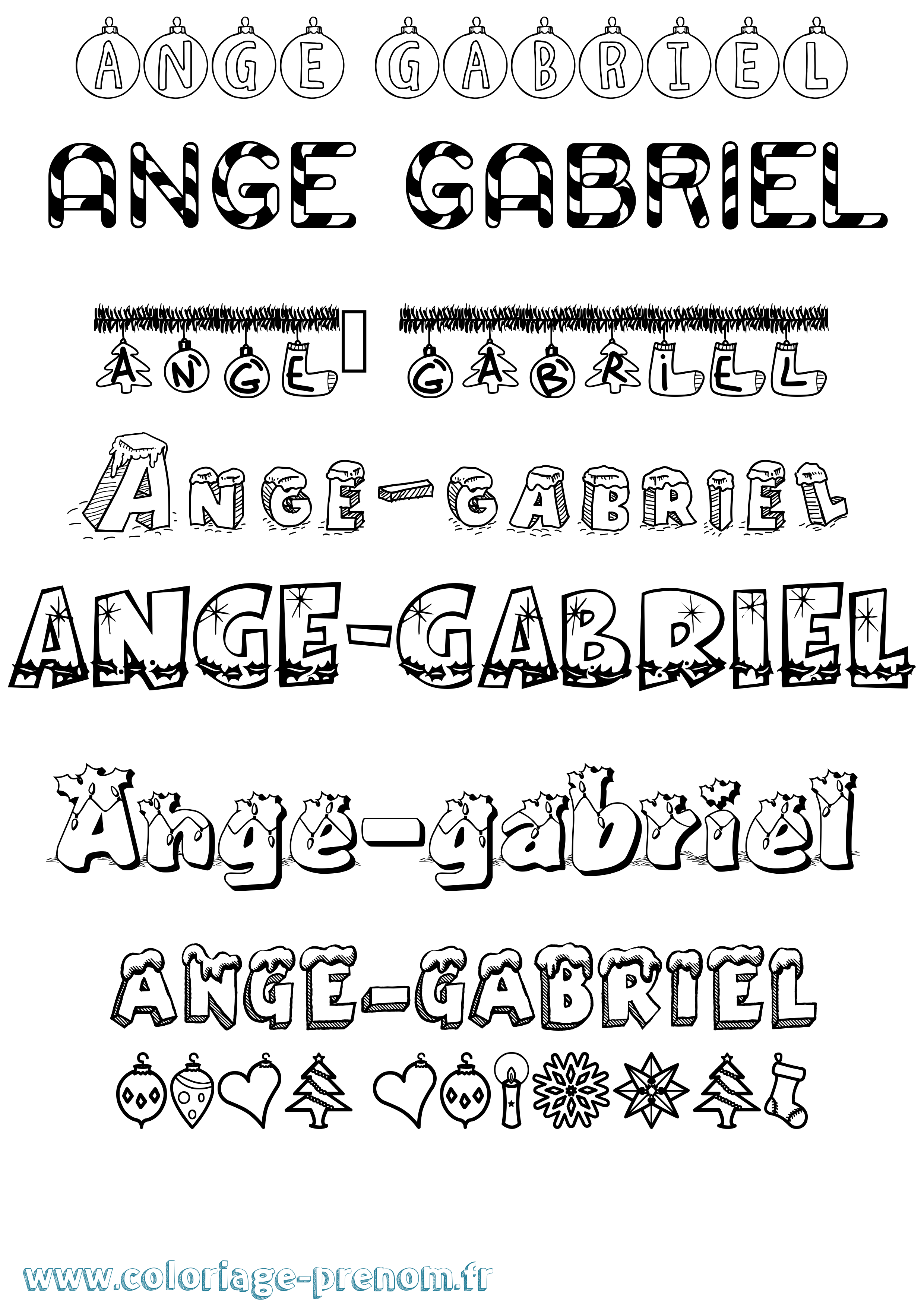 Coloriage Ange-Gabriel Noël Coloriage prénom Ange-Gabriel Noël