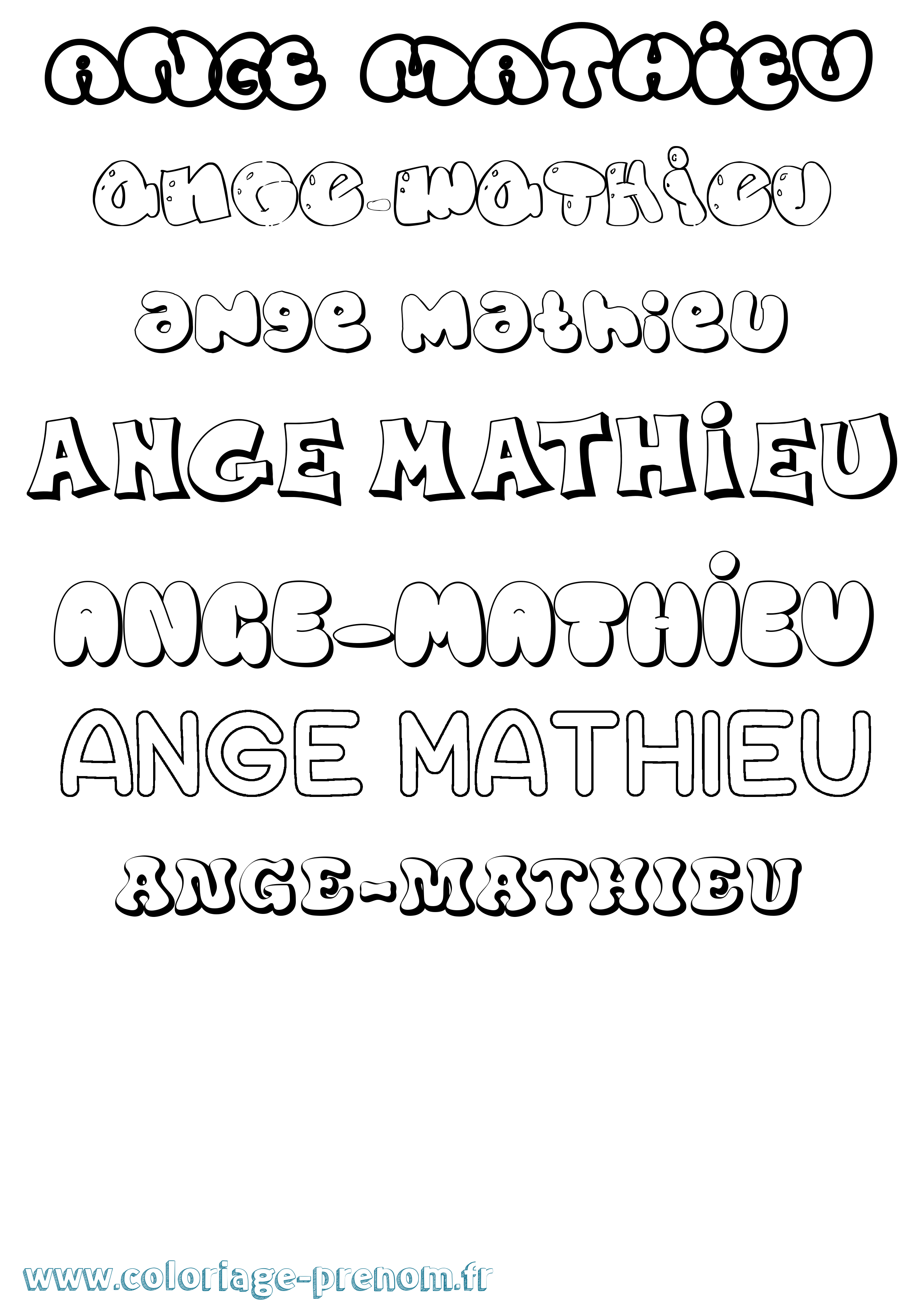 Coloriage prénom Ange-Mathieu Bubble