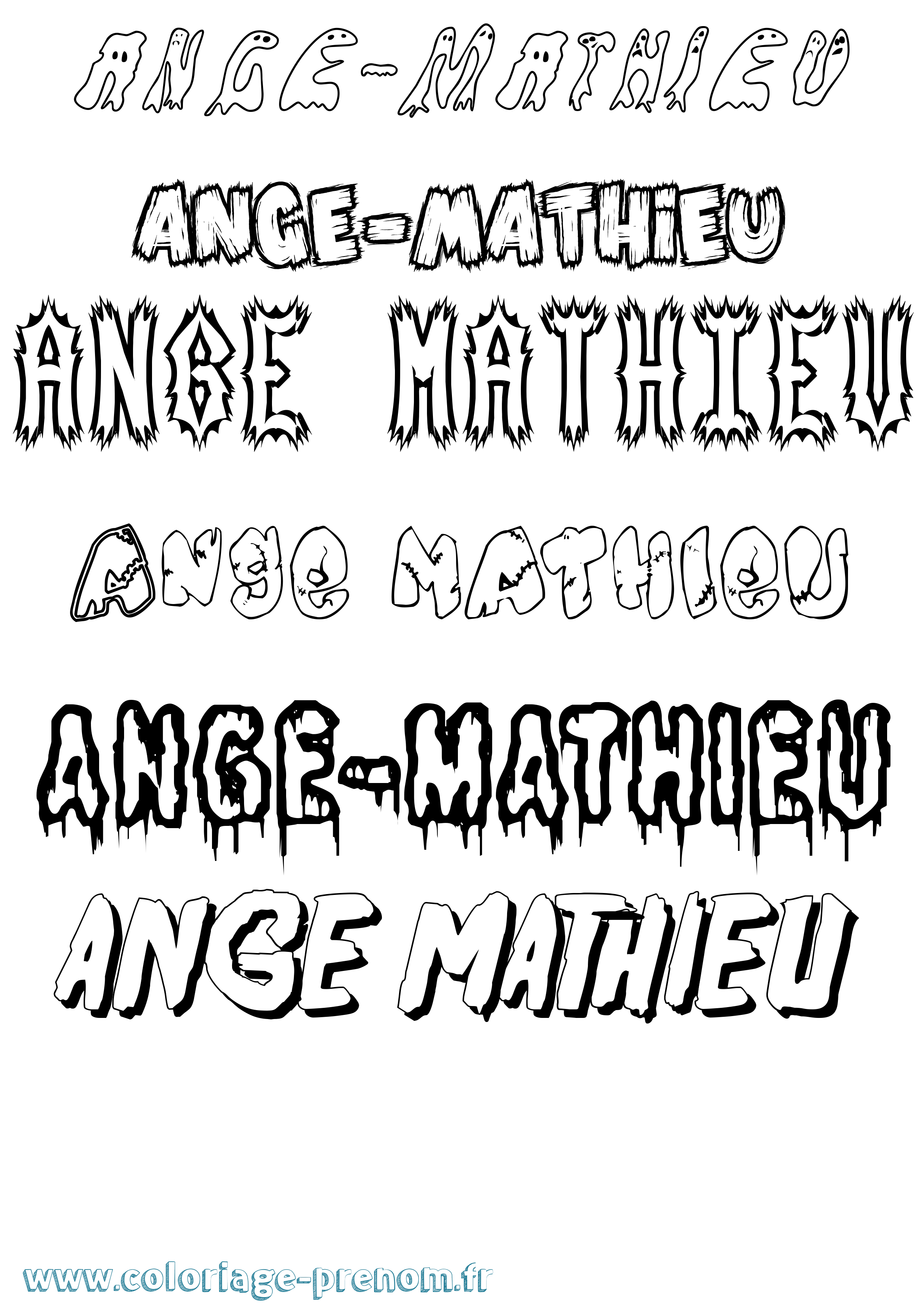 Coloriage prénom Ange-Mathieu Frisson