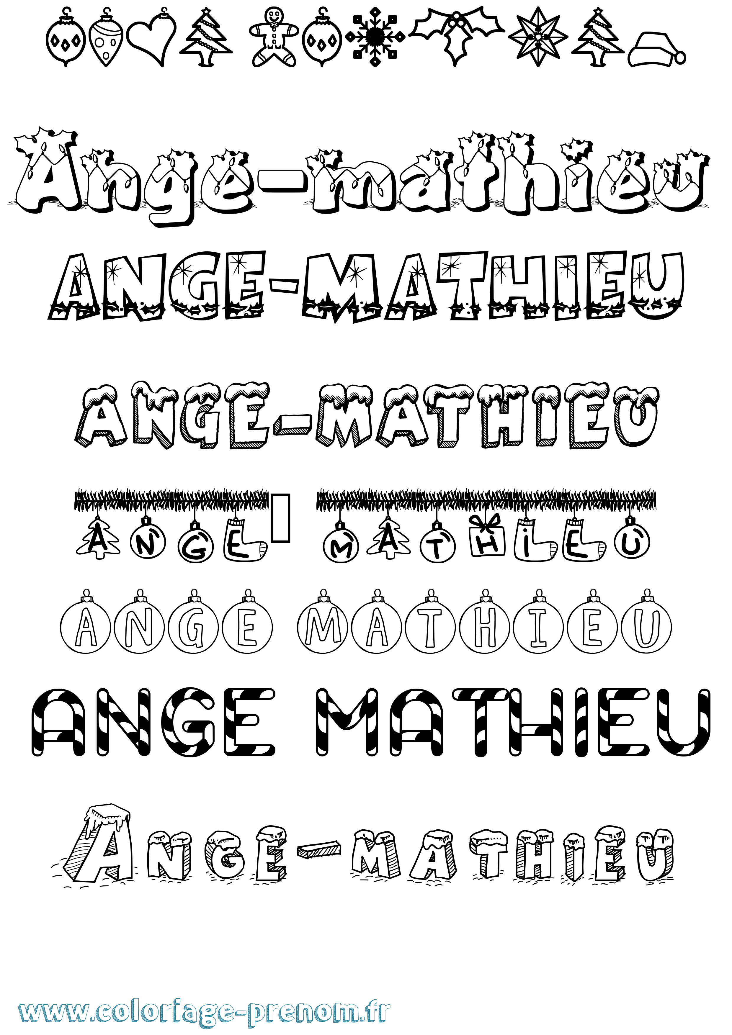 Coloriage prénom Ange-Mathieu Noël